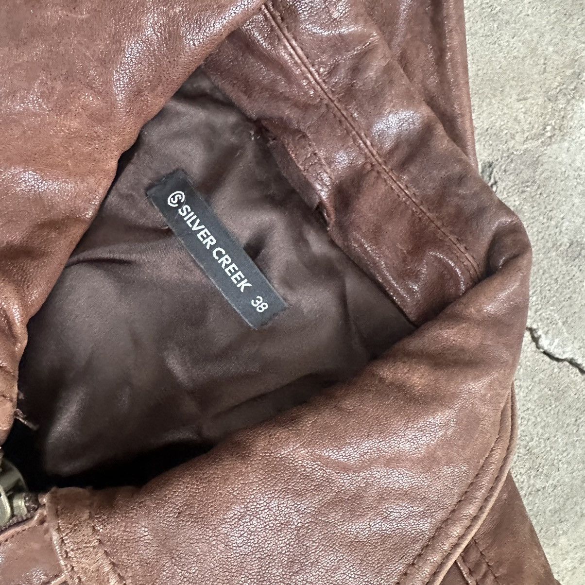Vintage Vintage Avant Garde Leather Brown Jacket Size XS / US 0-2 / IT 36-38 - 13 Thumbnail
