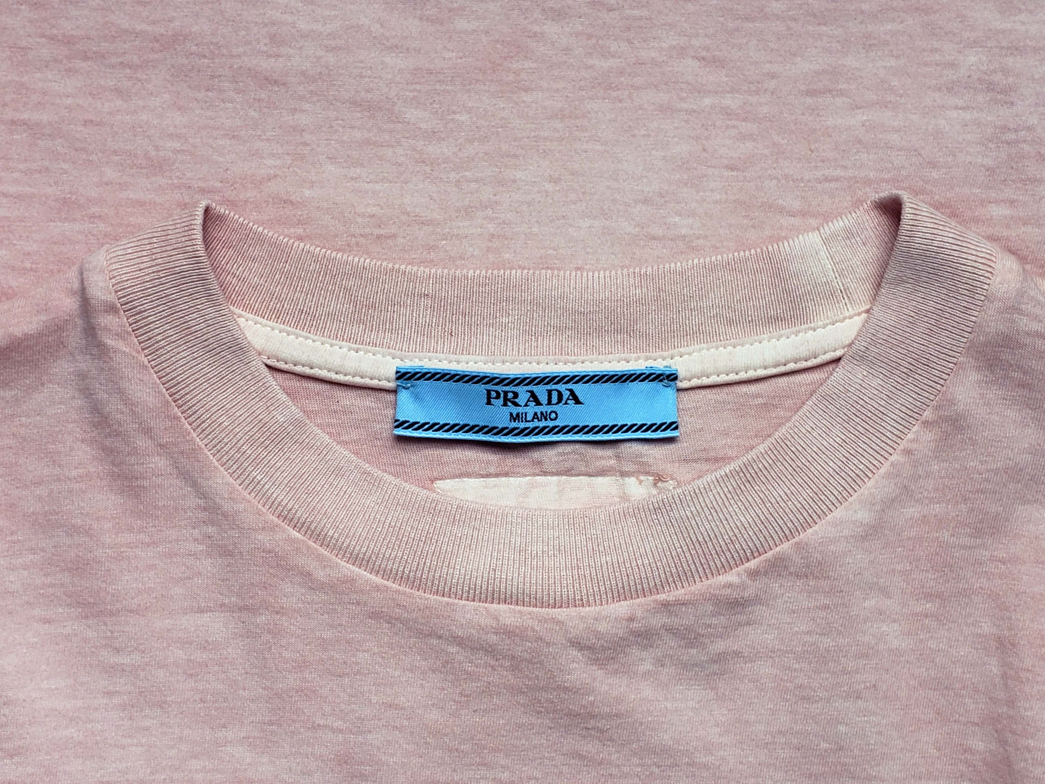 Prada Pink Cotton Logo Patch T-Shirt Large Size L / US 10 / IT 46 - 4 Thumbnail