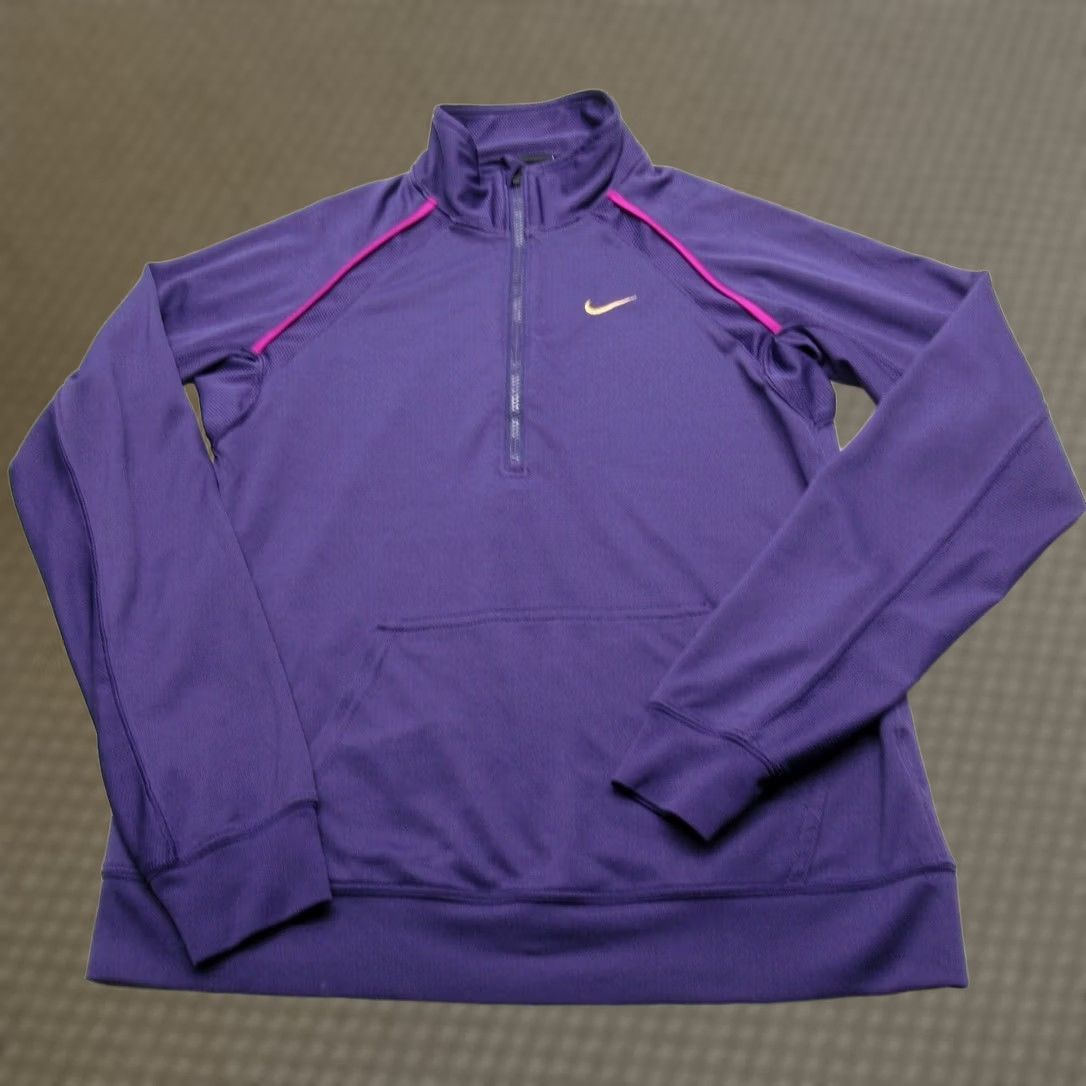 Nike Nike Dri-FIT Pullover Half Zip Medium Purple Pink Trim Run Hiking Wicking Womens Size M / US 6-8 / IT 42-44 - 1 Thumbnail