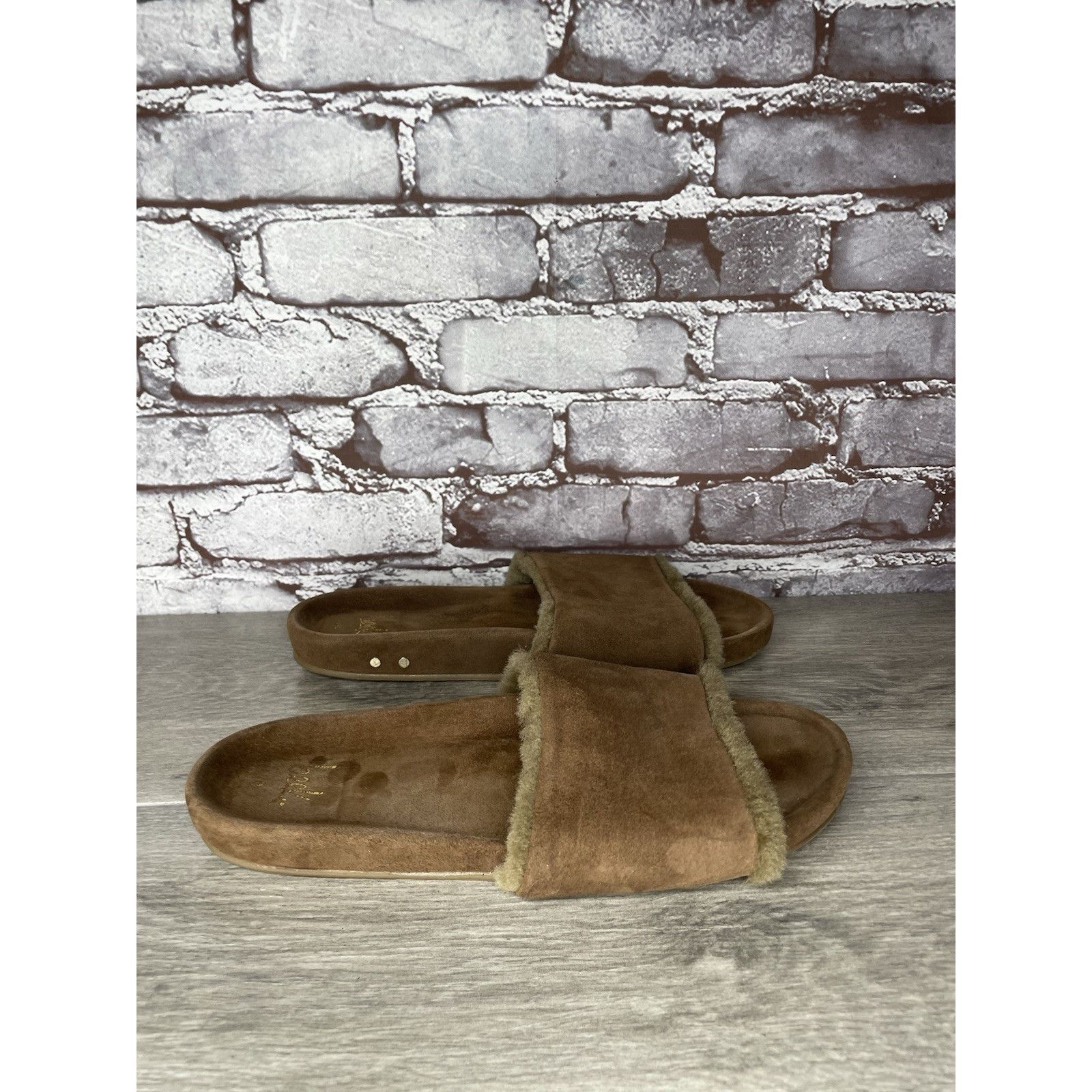 beek Beek Brown Sherpa Lining Brown Suede Leather Slides Sandals Size US 10 / IT 40 - 14 Thumbnail