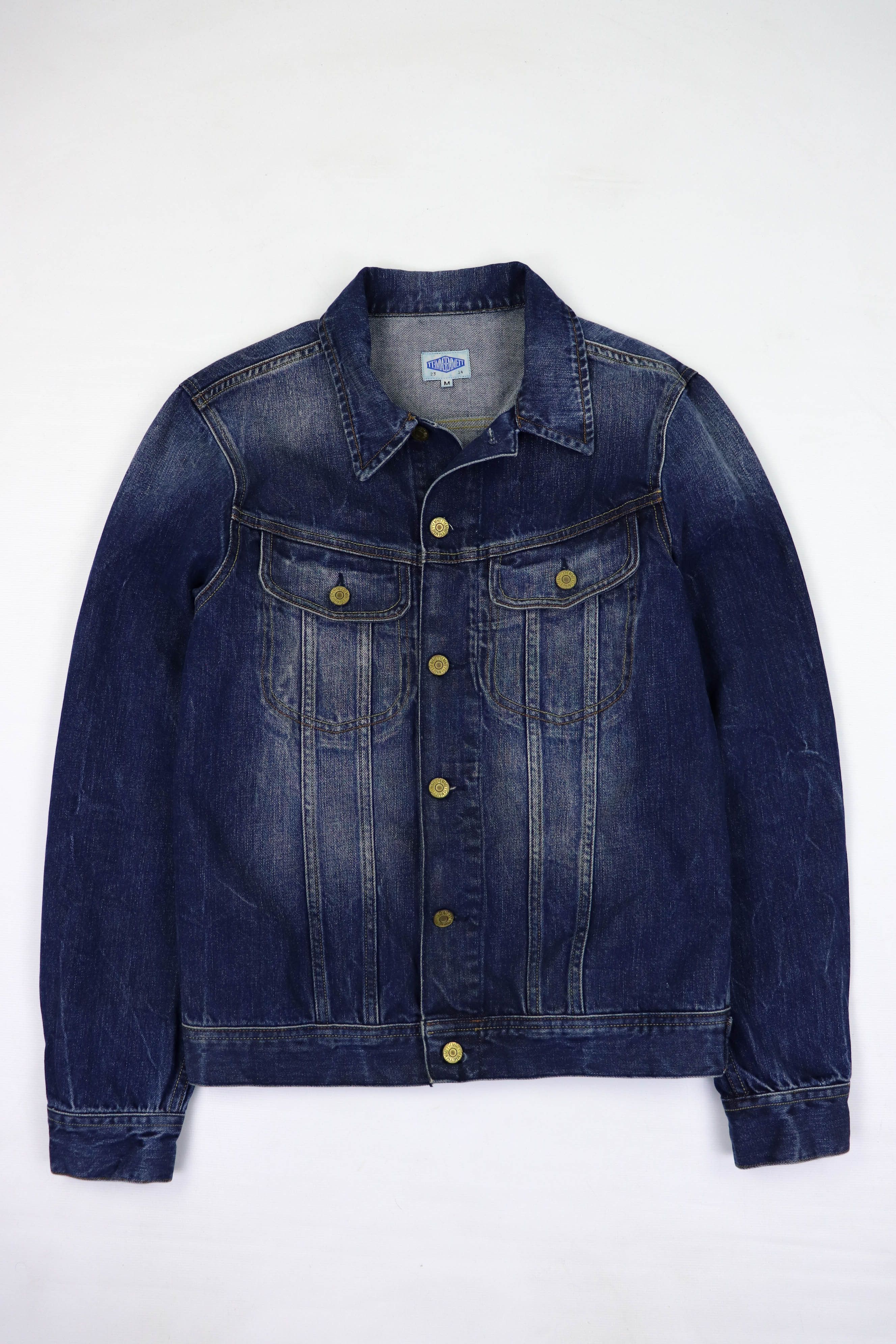 Emmett Emmett Bob Denim Used Indigo Blue Jeans Trucker Rider 