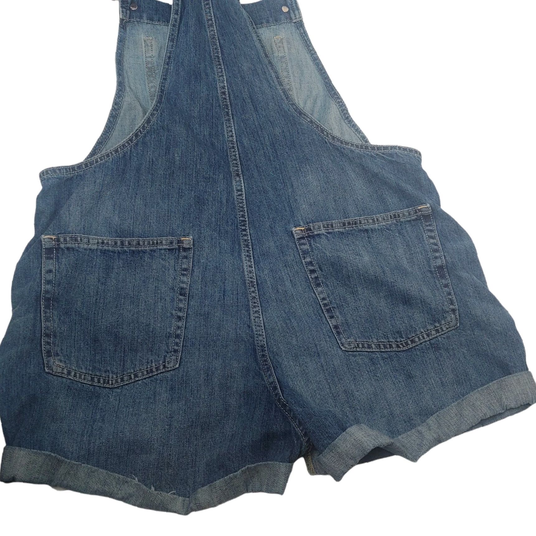 Gap GAP Women’s Large Blue Denim Shortalls Adjustable Casual Workwear 100% Cotton Medium Wash Size 36" / US 14 / IT 50 - 6 Thumbnail