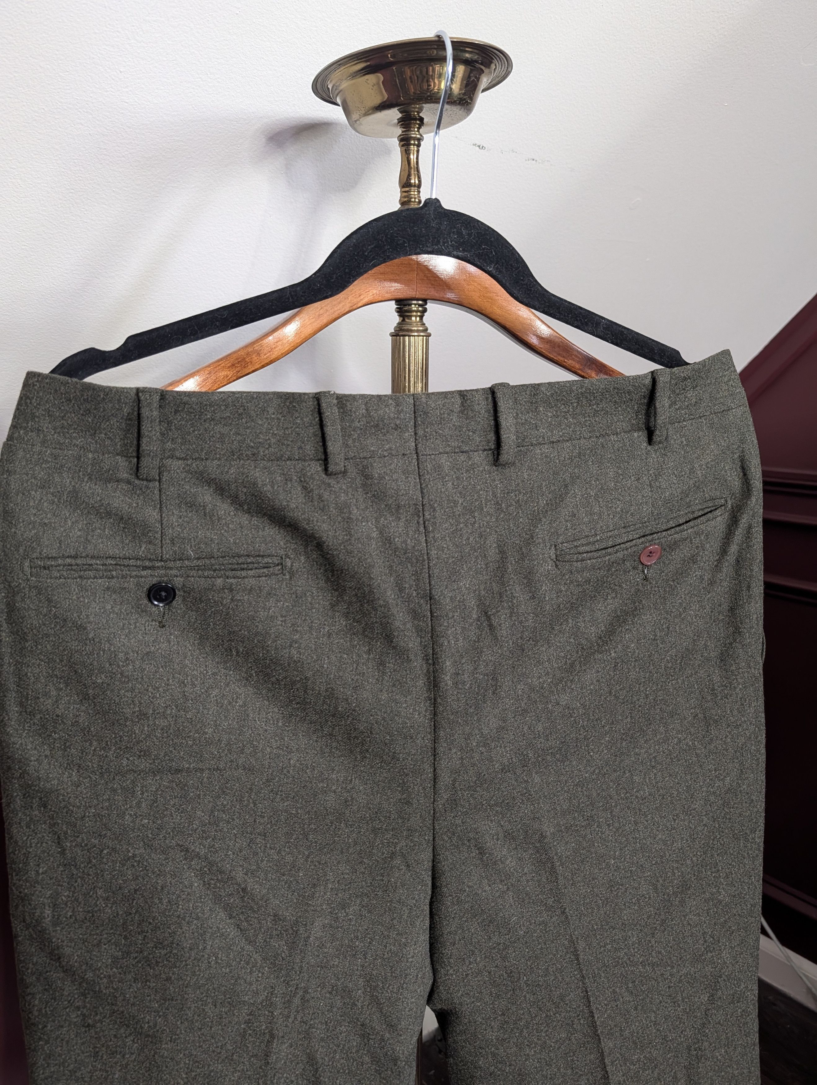 Palmer Trading Company PALMER LONDON green flannel Super 100s wool pants Size US 34 / EU 50 - 9 Thumbnail