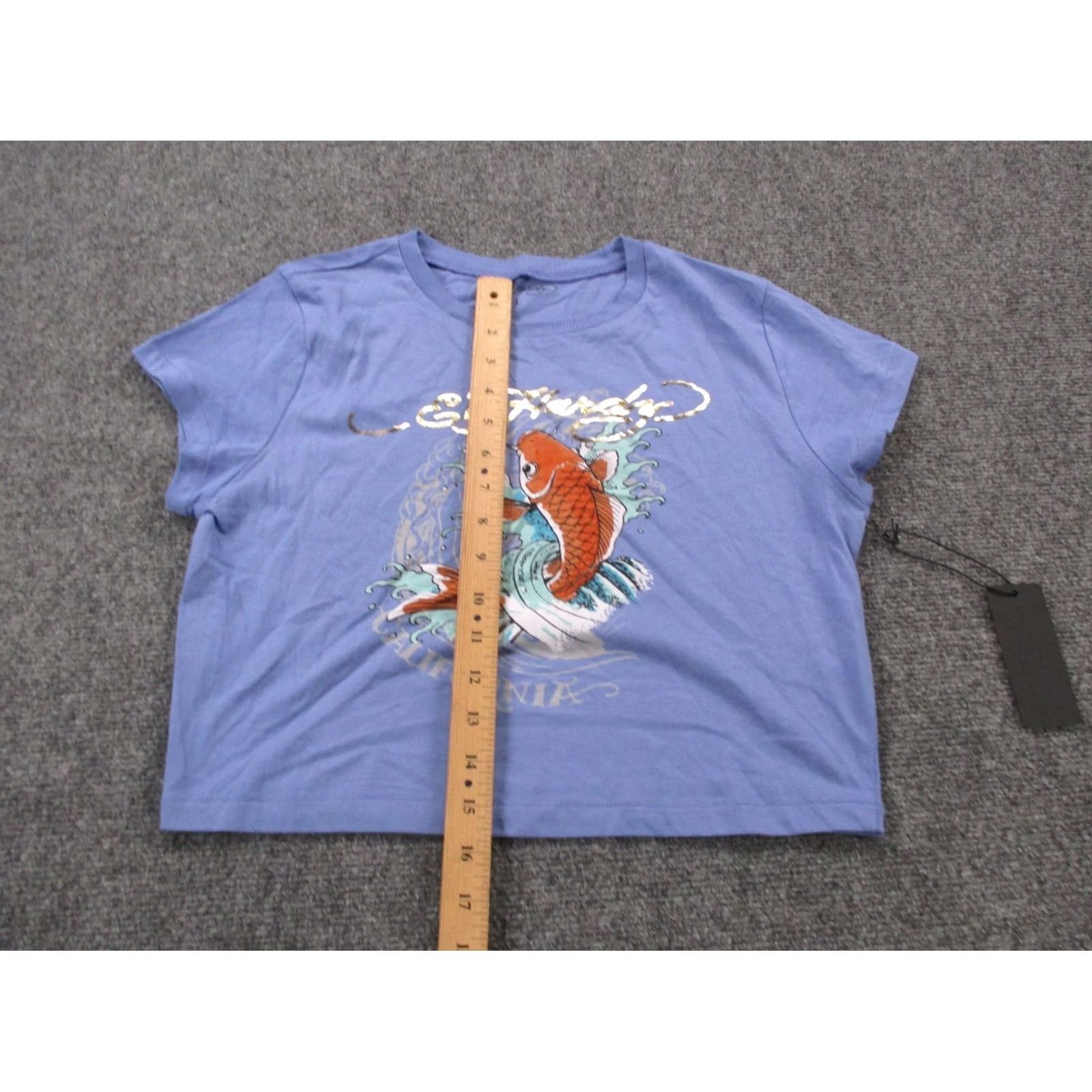 Ed Hardy Ed Hardy Shirt Womens L Purple Grunge California Cropped Casual Tee Womens L Purple Grunge California Cropped Tee Size L / US 10 / IT 46 - 3 Thumbnail