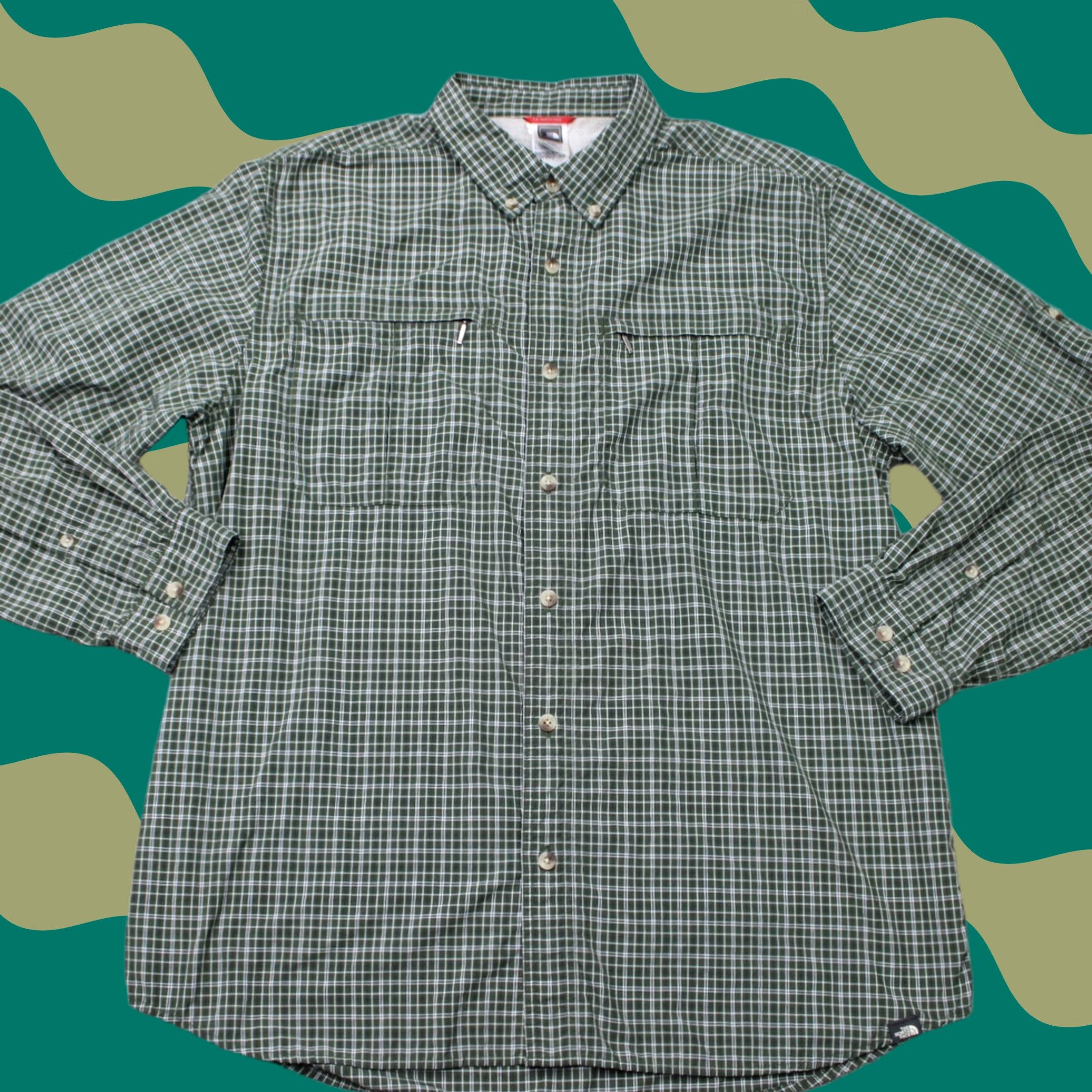 The North Face The North Face Shirt Mens XL Green Plaid Long Sleeve Button-Up Pocket Vented Size US XL / EU 56 / 4 - 1 Thumbnail
