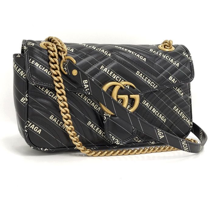 image of Balenciaga Shoulder Bag GG Marmont Leather Black, Women's