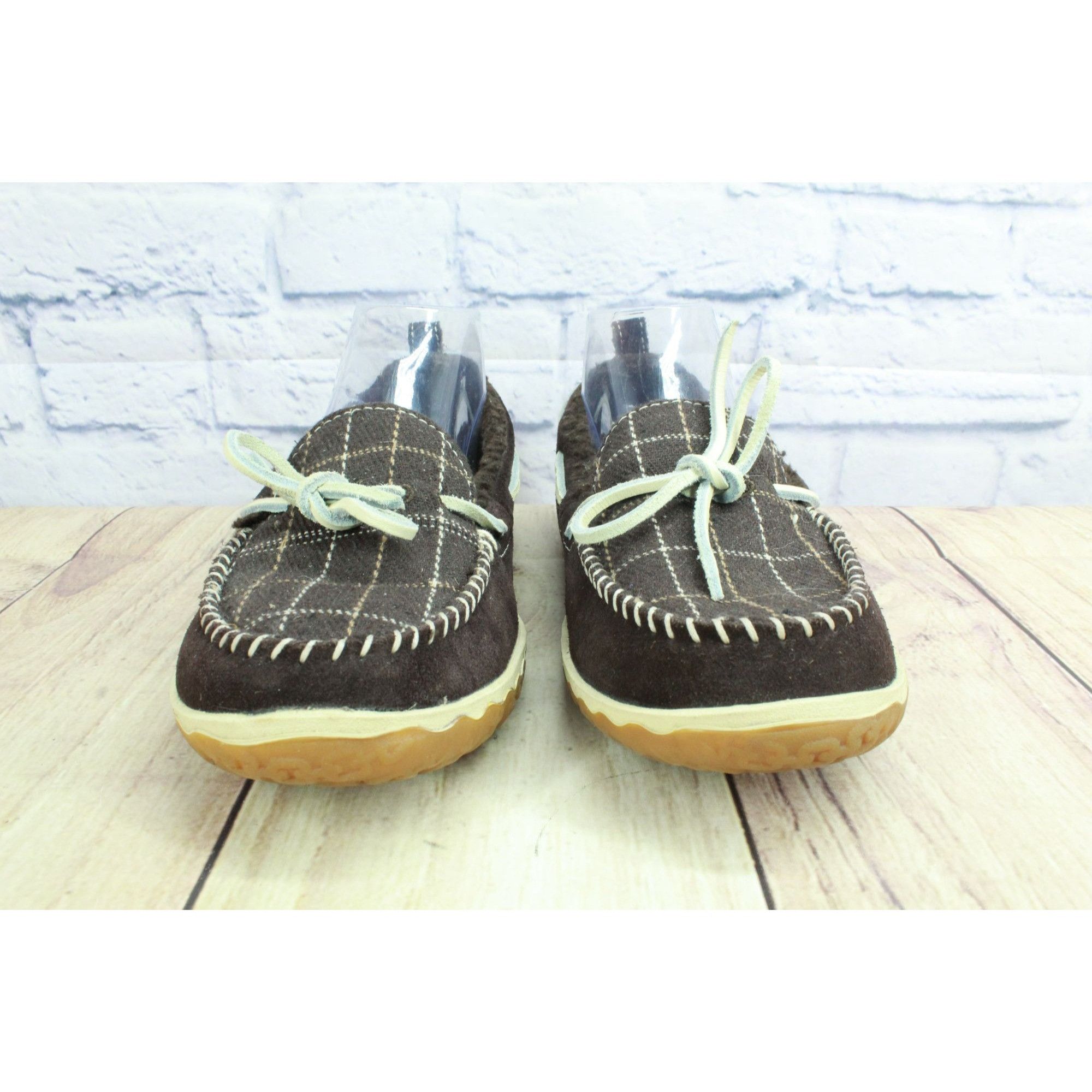 L.L. Bean LL Bean Women’s Brown Suede Plaid Lined Moc Slippers 8 Size US 8 / IT 38 - 4 Thumbnail