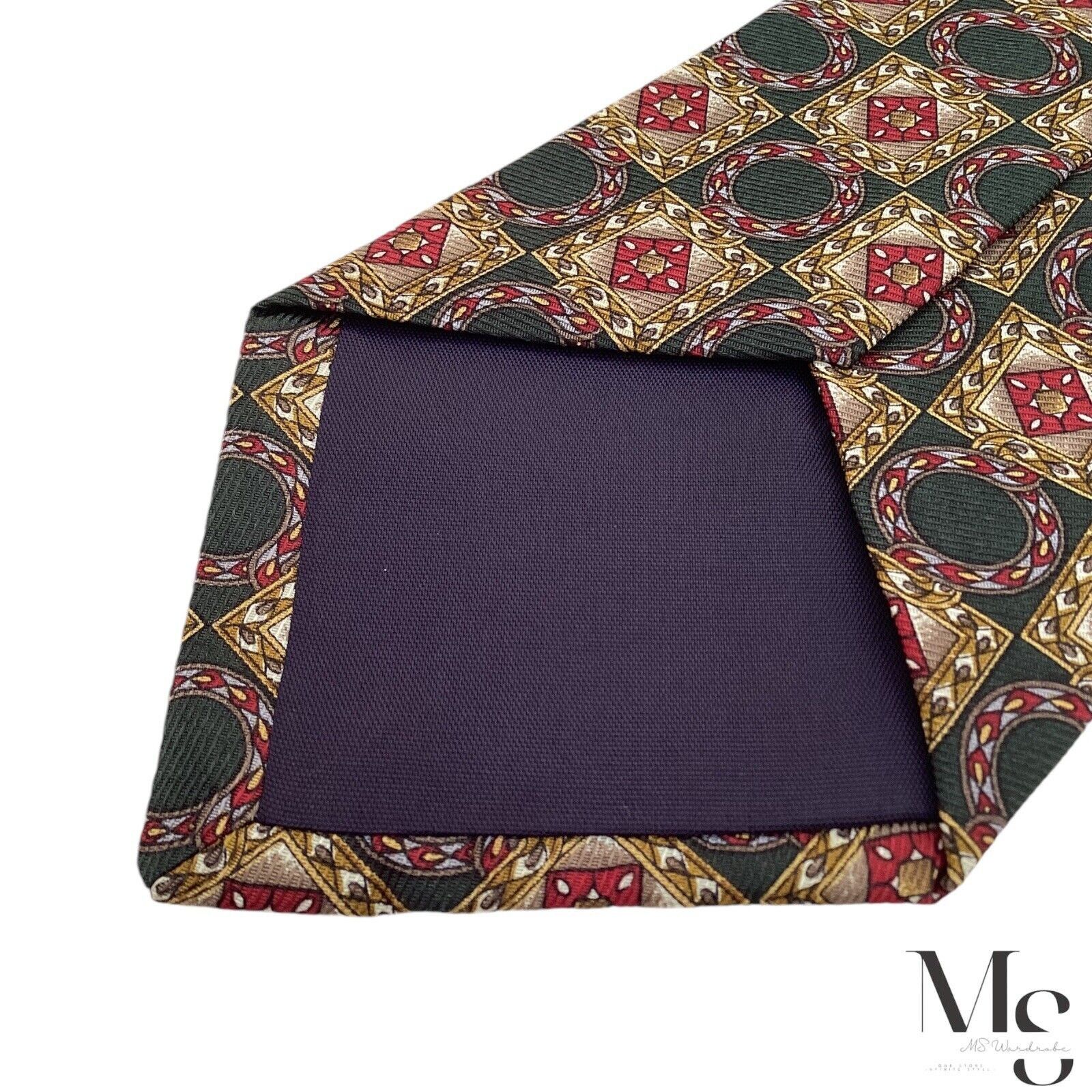 Burberry BURBERRYS OF LONDON Green Geometric Luxury Silk Tie H.Made U Size ONE SIZE - 4 Thumbnail