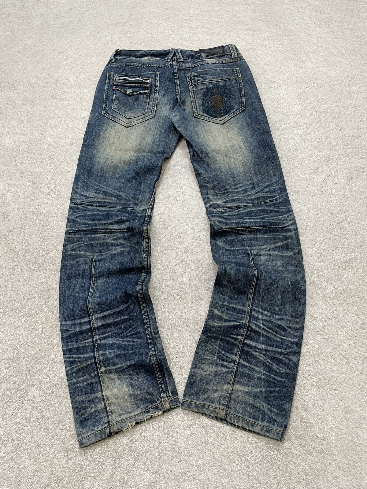 Japanese Brand 2000s Number Nine Denim Embroidered Heavy Fading Jeans Y2K Size US 27 - 7 Thumbnail