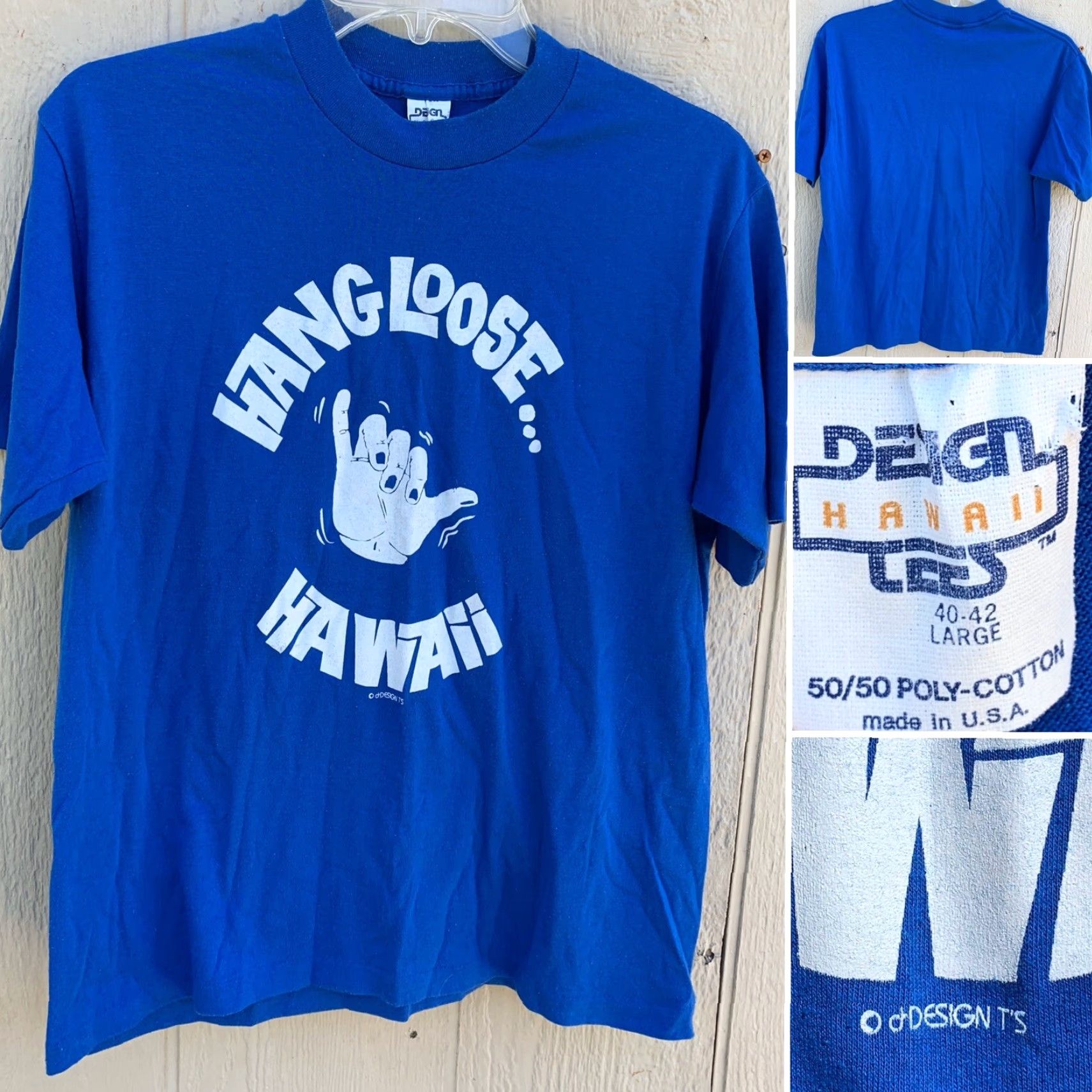 Vintage VINTAGE Hang Loose Hawaii T-Shirt L Blue 50/50 Polycotton Men USA Graphic Tee Made In USA Hawaii Shirt Mens Size US L / EU 52-54 / 3 - 2 Thumbnail