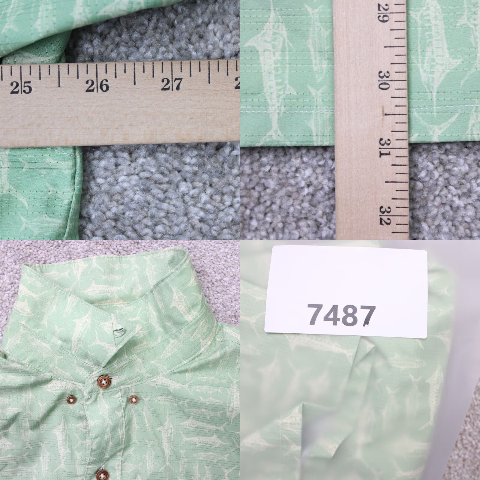 Vintage World Wide Sportsman AOP Shirt Mens XL Green Fish All Over Print Short Sleeve Button-Up Shirt Size US XL / EU 56 / 4 - 9 Thumbnail