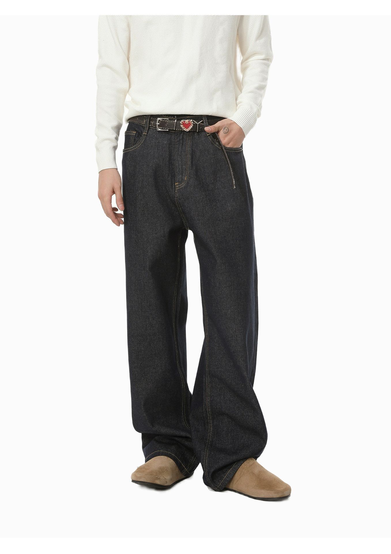 Jean Japanese retro classic simple loose straight versatile jeans Size US 32 / EU 48 - 1 Thumbnail