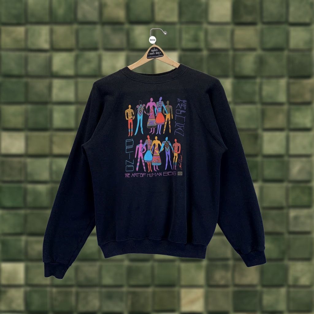 Hanes VINTAGE The Art of Being Human Womens Sweatshirt XL Black 90s Hanes Size XL / US 12-14 / IT 48-50 - 1 Thumbnail