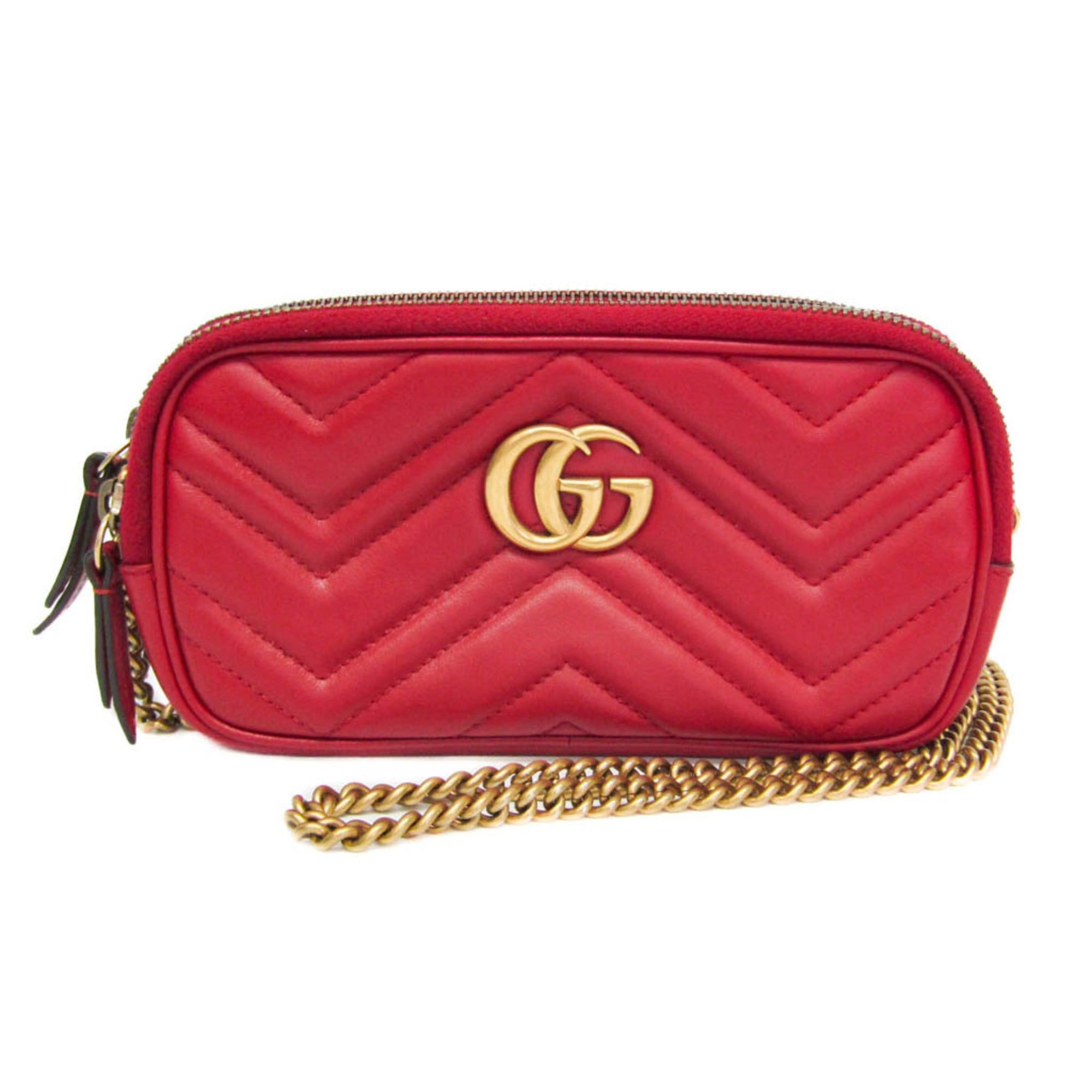 Gucci Gucci GG Marmont 546581 Women's Leather Shoulder Bag Red Color Size ONE SIZE - 1 Thumbnail