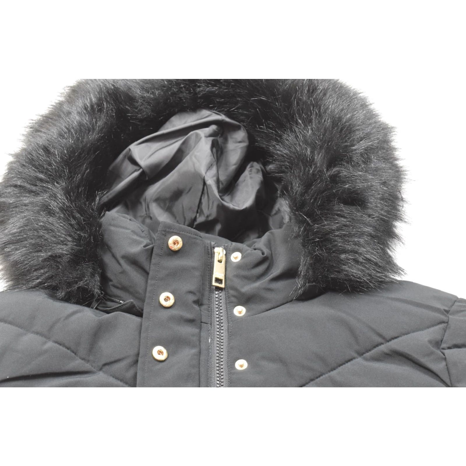 Michael Kors Michael Kors Women's Large Black Quilted Puffer Jacket Hooded Faux Fur Gold Hardware Size L / US 10 / IT 46 - 5 Thumbnail