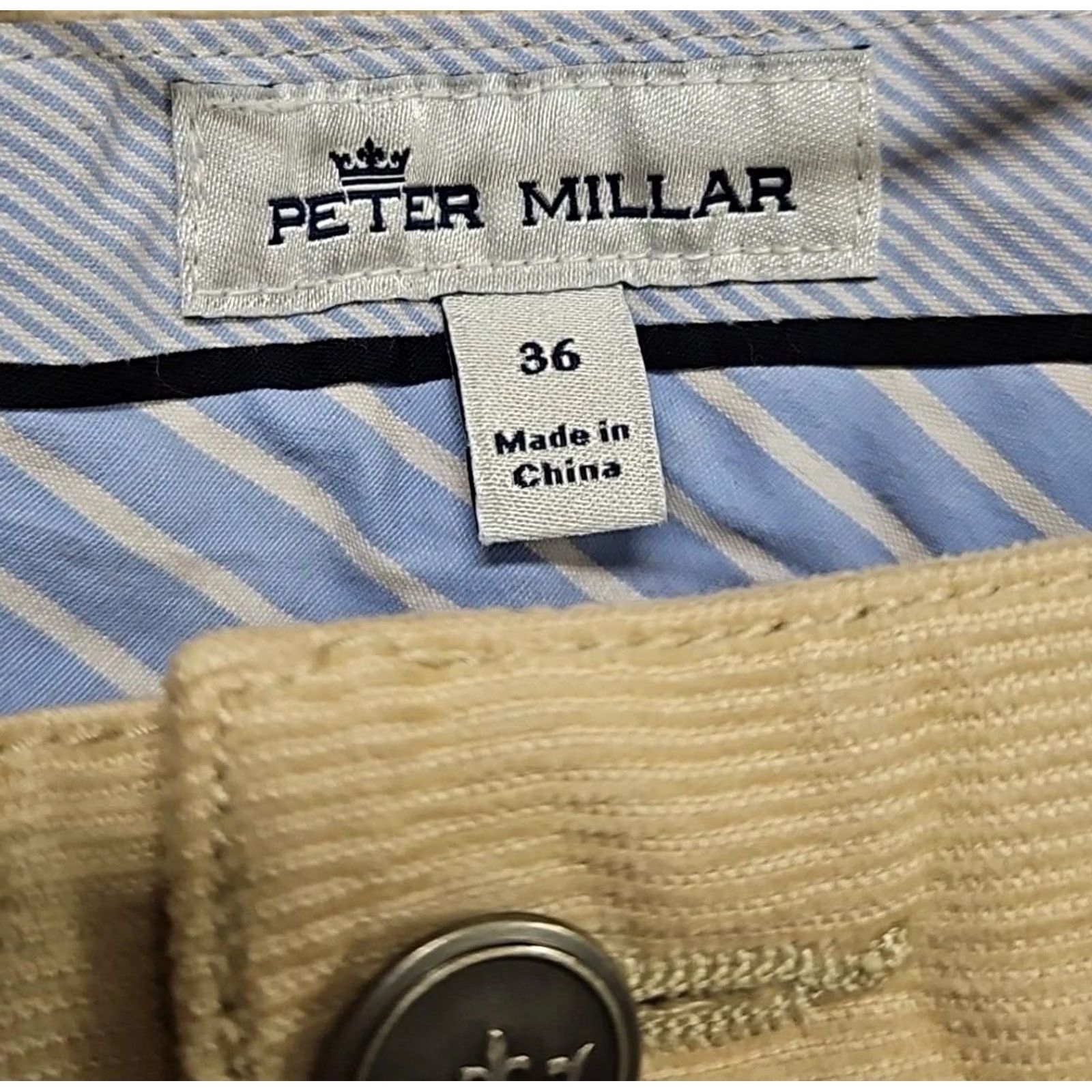 Peter Millar Peter Millar Khaki Pants 36 Flat Front Stretch Chino Classic Fit Men’s Corduroy Hat Size US 36 / EU 52 - 6 Thumbnail