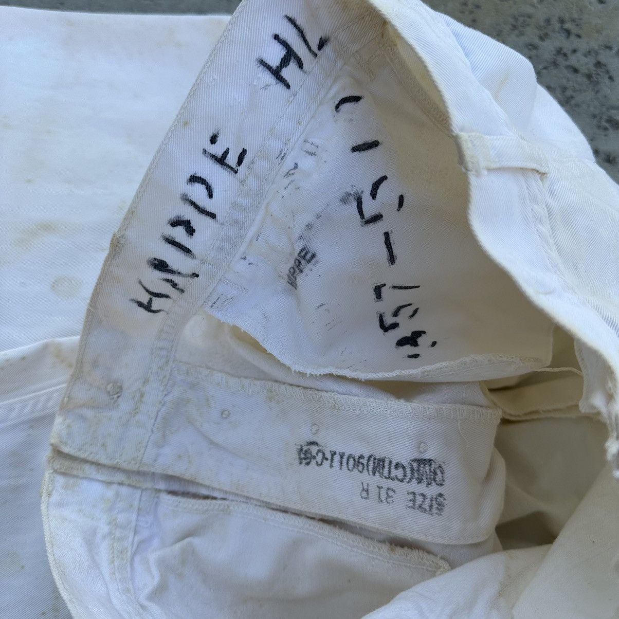 Other VTG 50’s Wide Leg Military Stencil White High Waist Trousers Size US 26 / EU 42 - 5 Thumbnail