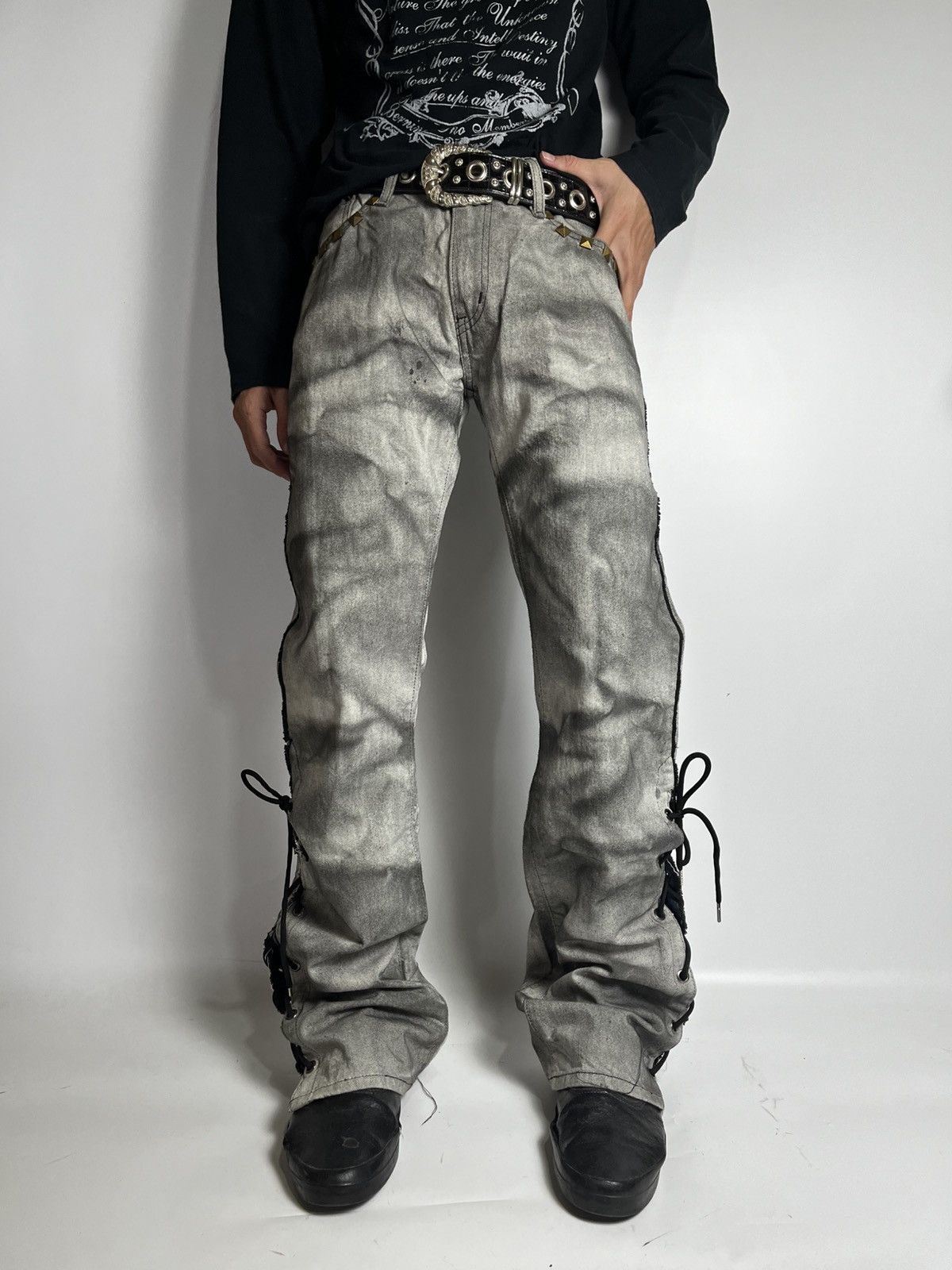 Le Grande Bleu (L.G.B.) Lace up acoustic smoke wash pant japanese brand Size US 32 / EU 48 - 3 Thumbnail