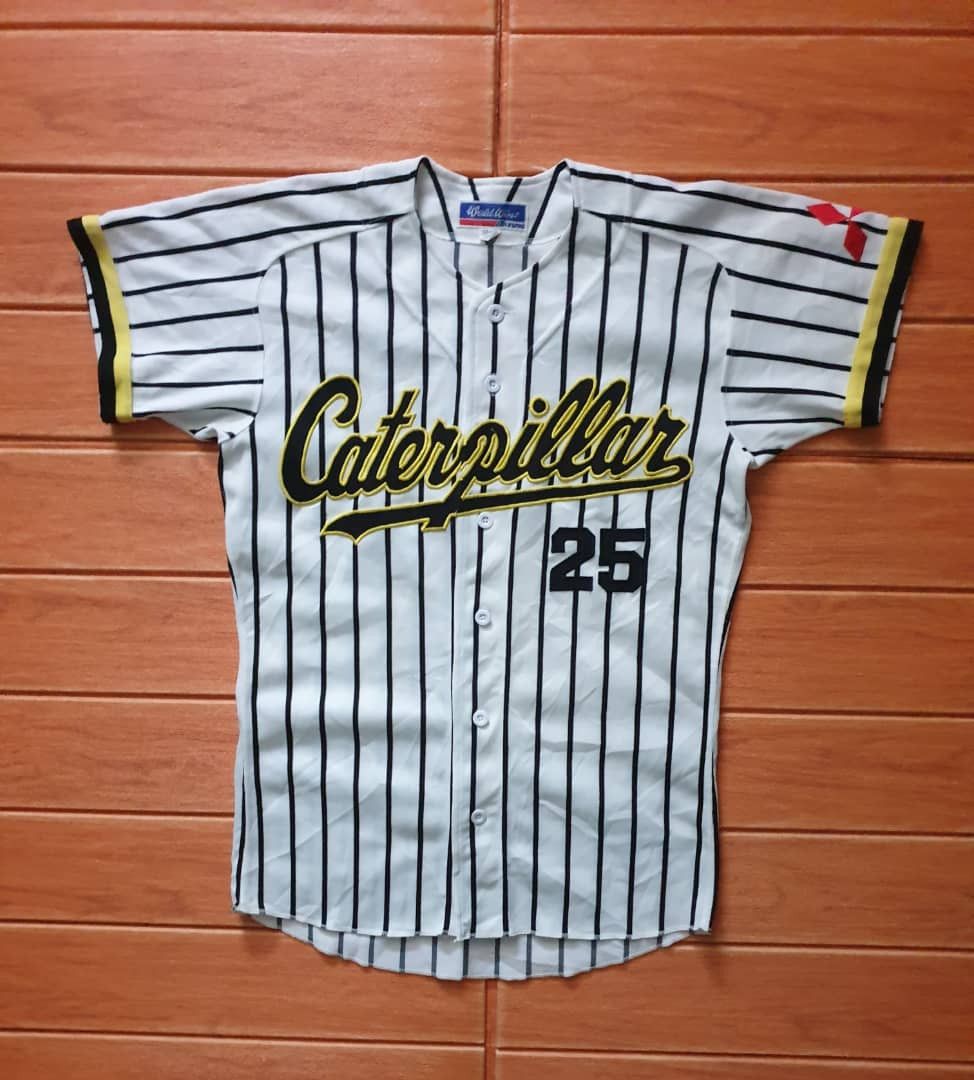 💥Vintage caterpillar Japanese brand stripe baseball jersey