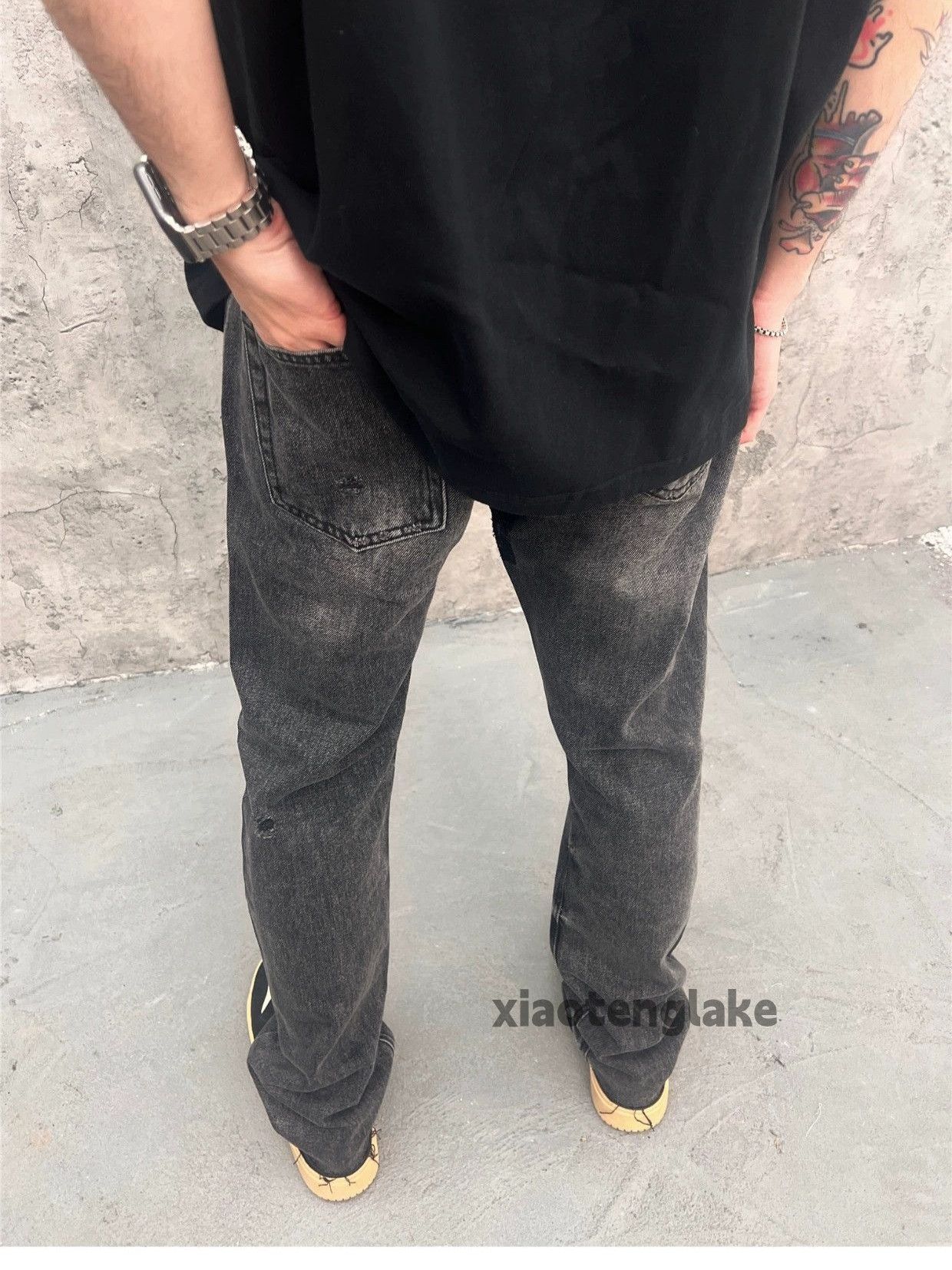 Jean × Vintage washed faded punk grunge damaged ripped jeans Size US 32 / EU 48 - 4 Thumbnail
