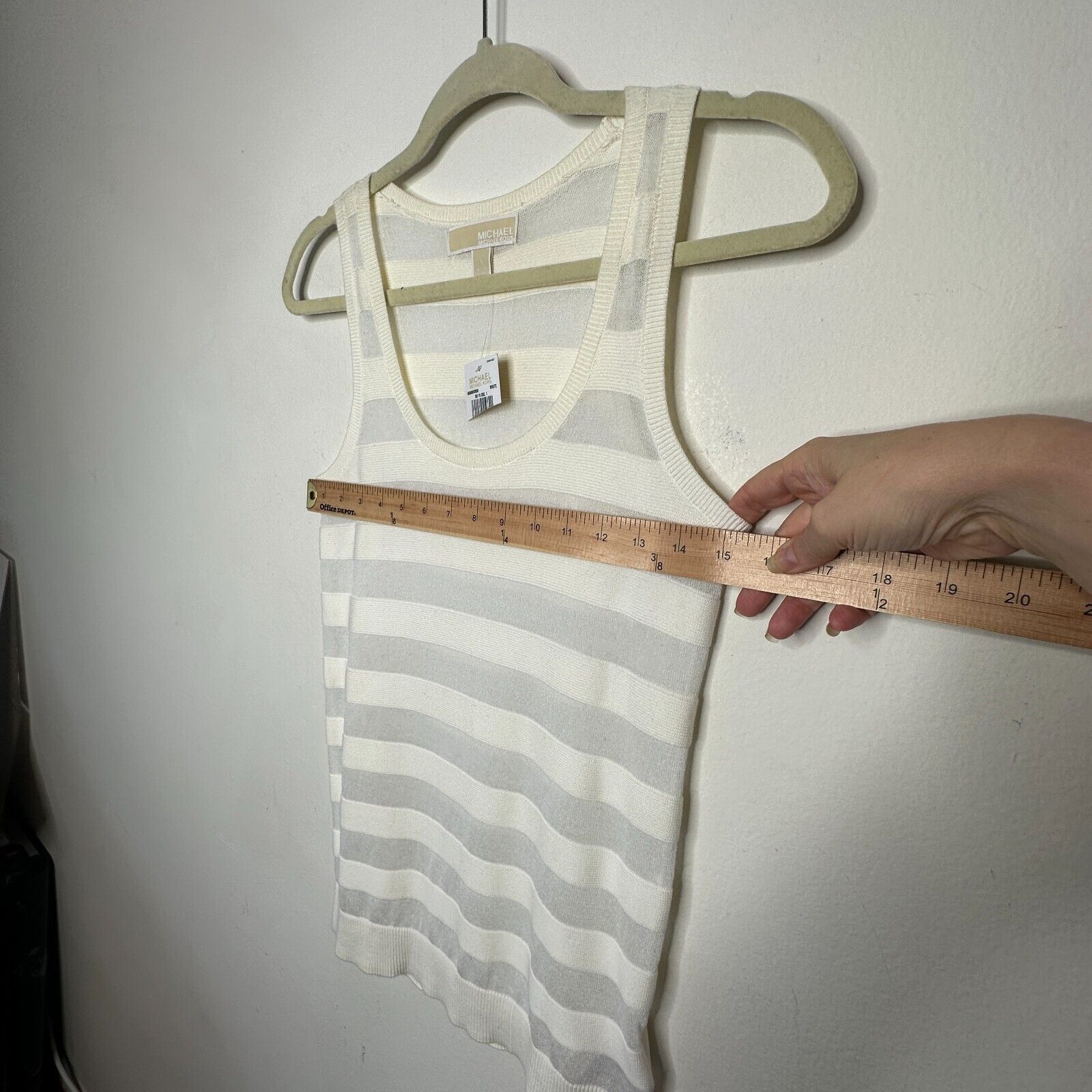 Michael Kors NWT Michael Kors Cream Sheer Stripes Scoop Neck Tank Top SM Size S / US 4 / IT 40 - 10 Thumbnail