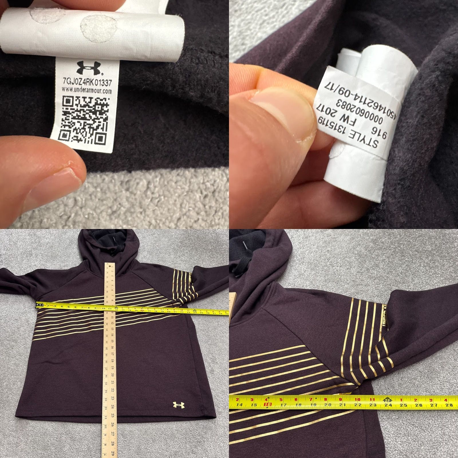 Under Armour Under Armour Threadborne Funnel Neck Hoodie Pullover Womens XL Maroon Red Striped Logo Hooded Sweatshirt Size XL / US 12-14 / IT 48-50 - 8 Thumbnail