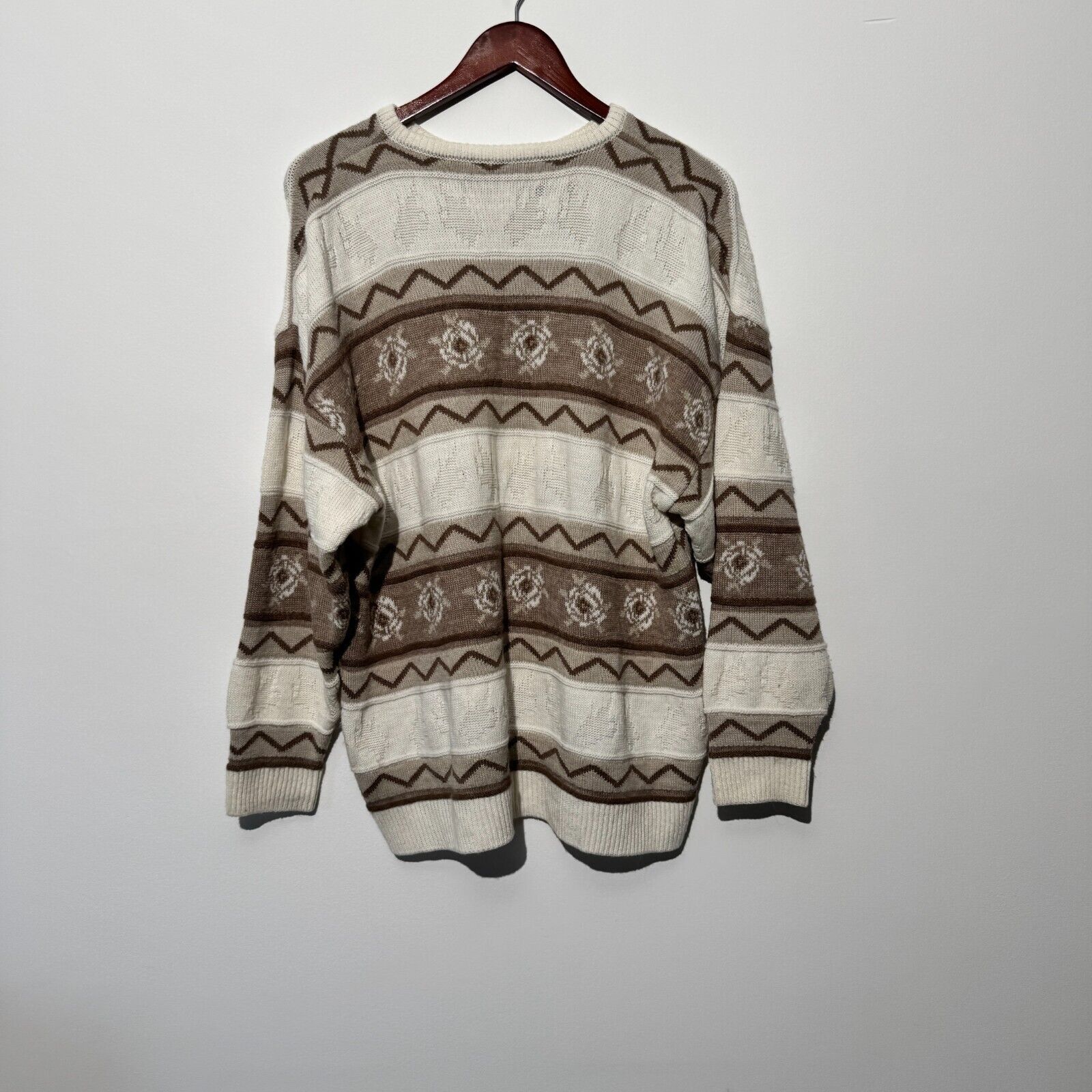 Vintage Vintage Unisex Beige Brown Wool Sweater Size L Regular Fit Size US L / EU 52-54 / 3 - 10 Thumbnail