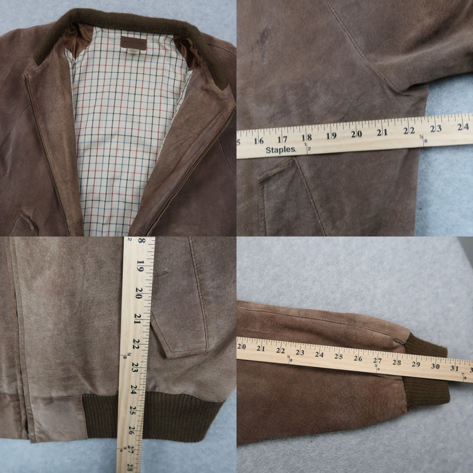 Pendleton Pendleton Mens Suede Leather Bomber Jacket Brown Full Zip Plaid Lined M Size US M / EU 48-50 / 2 - 8 Thumbnail