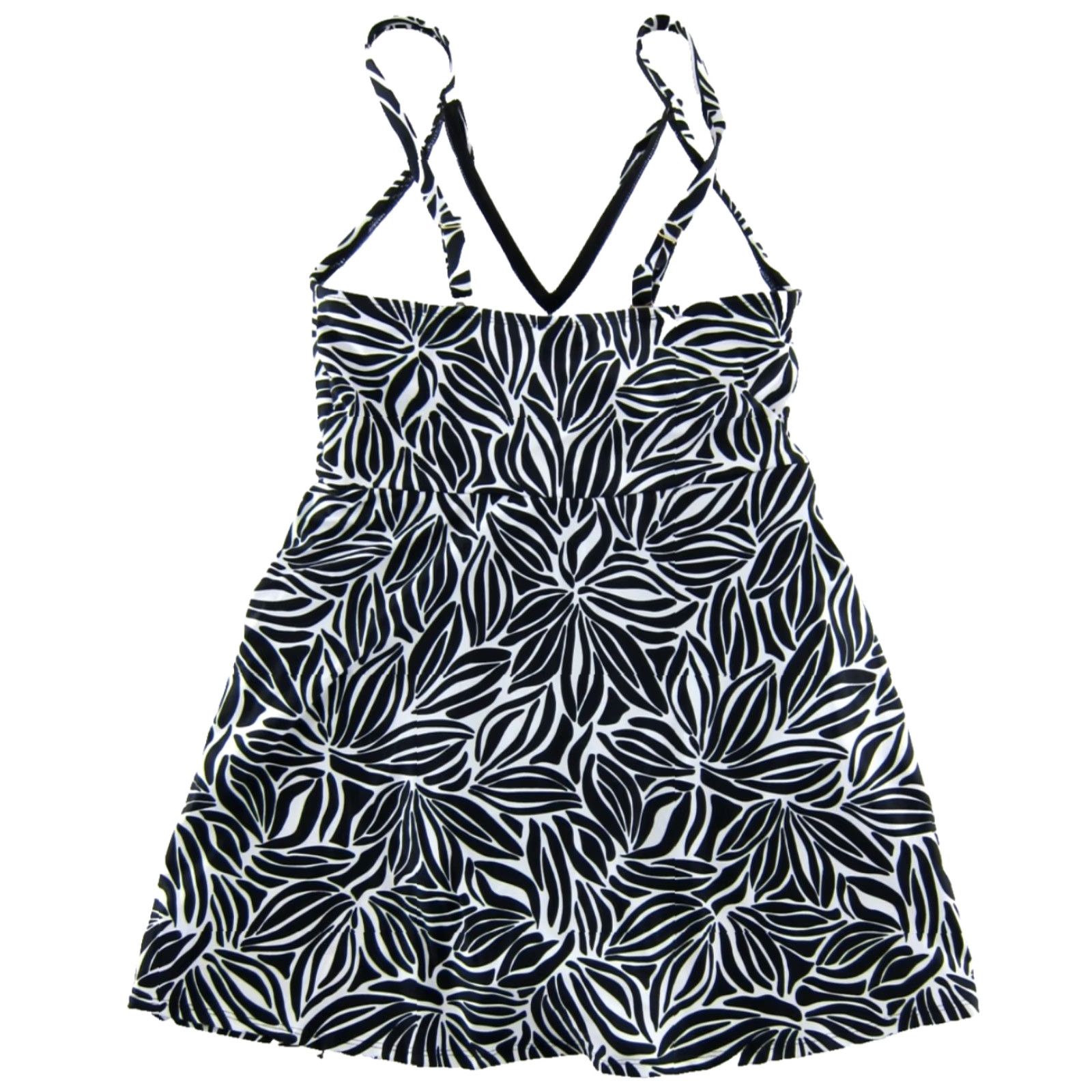 Lands' End Lands' End Classic Black White Floral Built In Bra Slimming Swimsuit Swimdress M Woman Tank Top Black Floral Built-In Bra Slimming Navy? Wait. Size M / US 6-8 / IT 42-44 - 2 Thumbnail