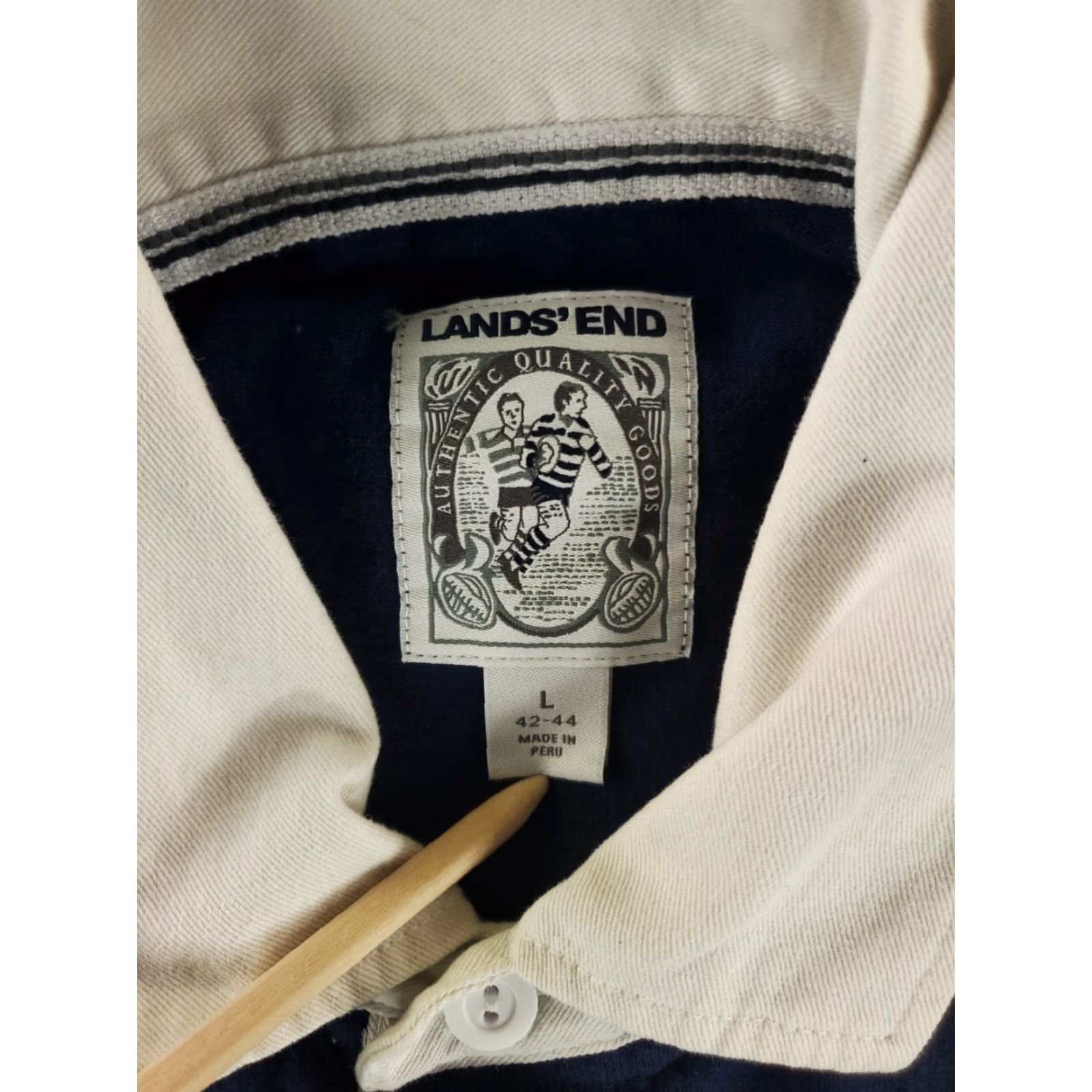 Lands' End Lands' End Polo Shirt Rugby Long Sleeve Mens L Blue White Yellow Size US L / EU 52-54 / 3 - 2 Thumbnail
