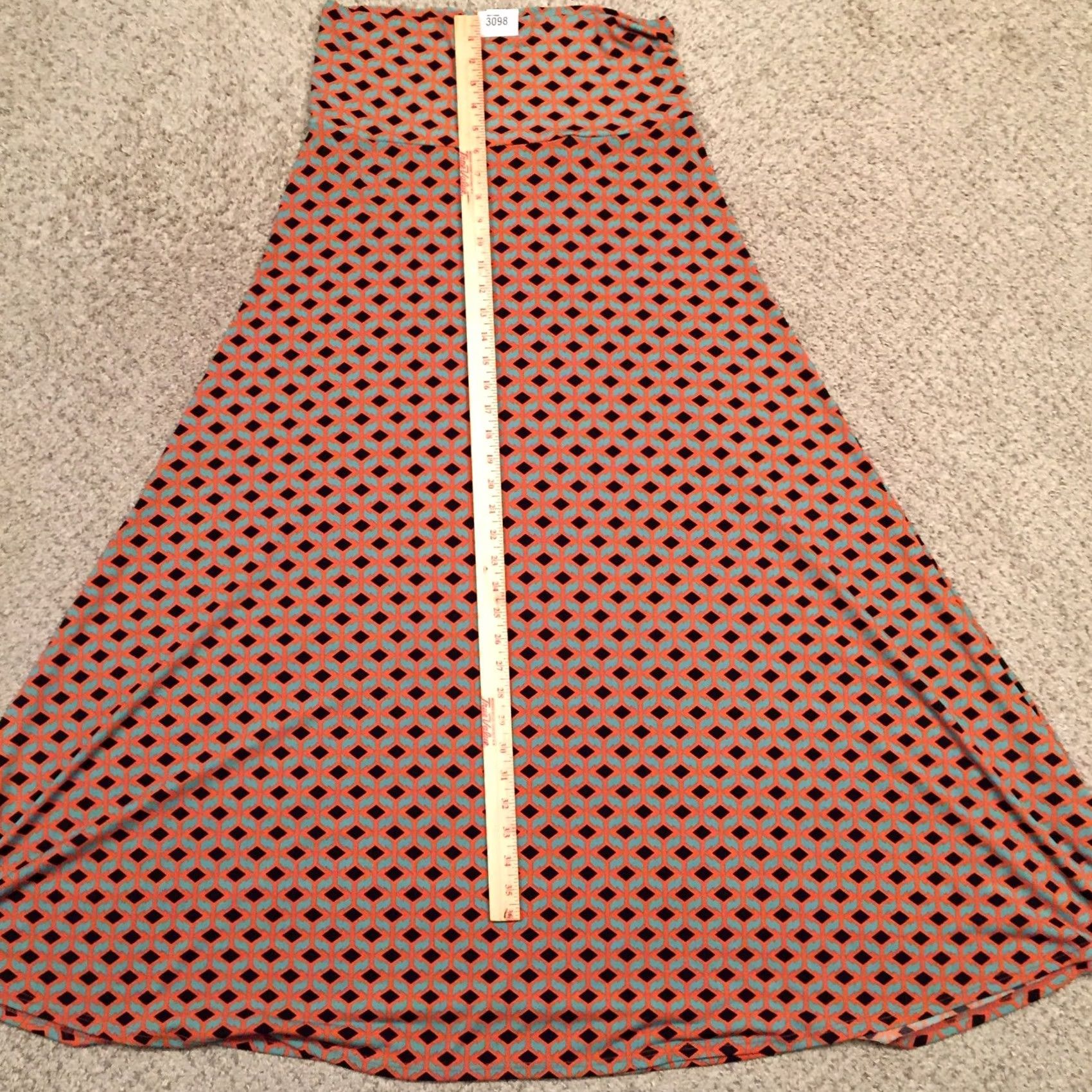 Vintage LuLaRoe Skirt Womens M Orange Maxi Green Geometric Long Unlined Pull Size 32" / US 10 / IT 46 - 4 Thumbnail