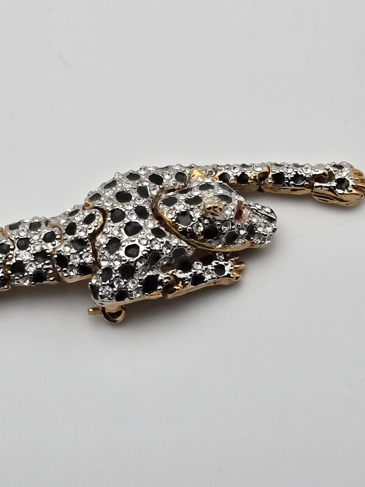 Other Vintage Articulated Leopard Rhinestone Brooch Green Eyes Size ONE SIZE - 2 Thumbnail