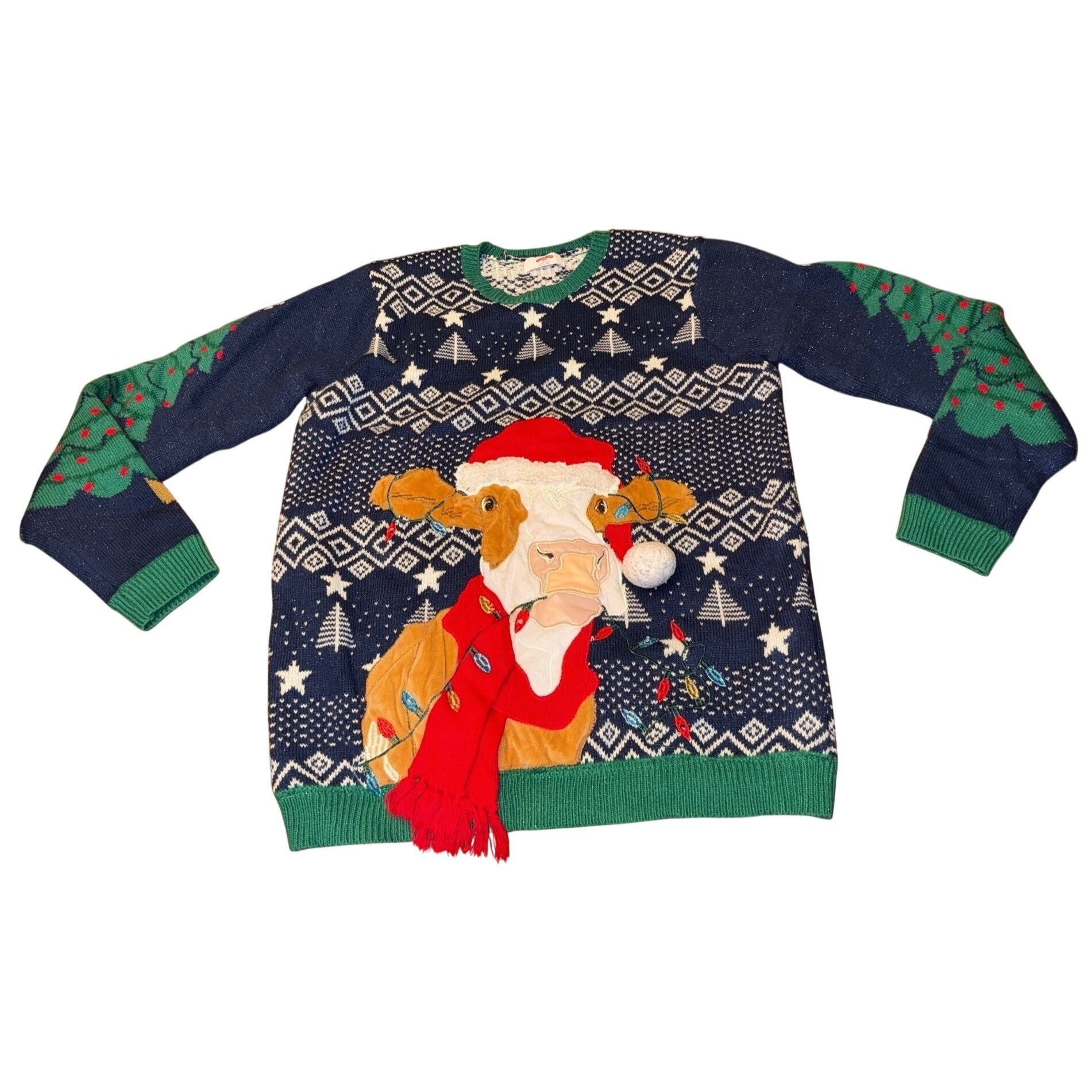 Other Ugly Christmas Sweater Cow Holiday Knit Pullover With Lights Size L / US 10 / IT 46 - 1 Thumbnail