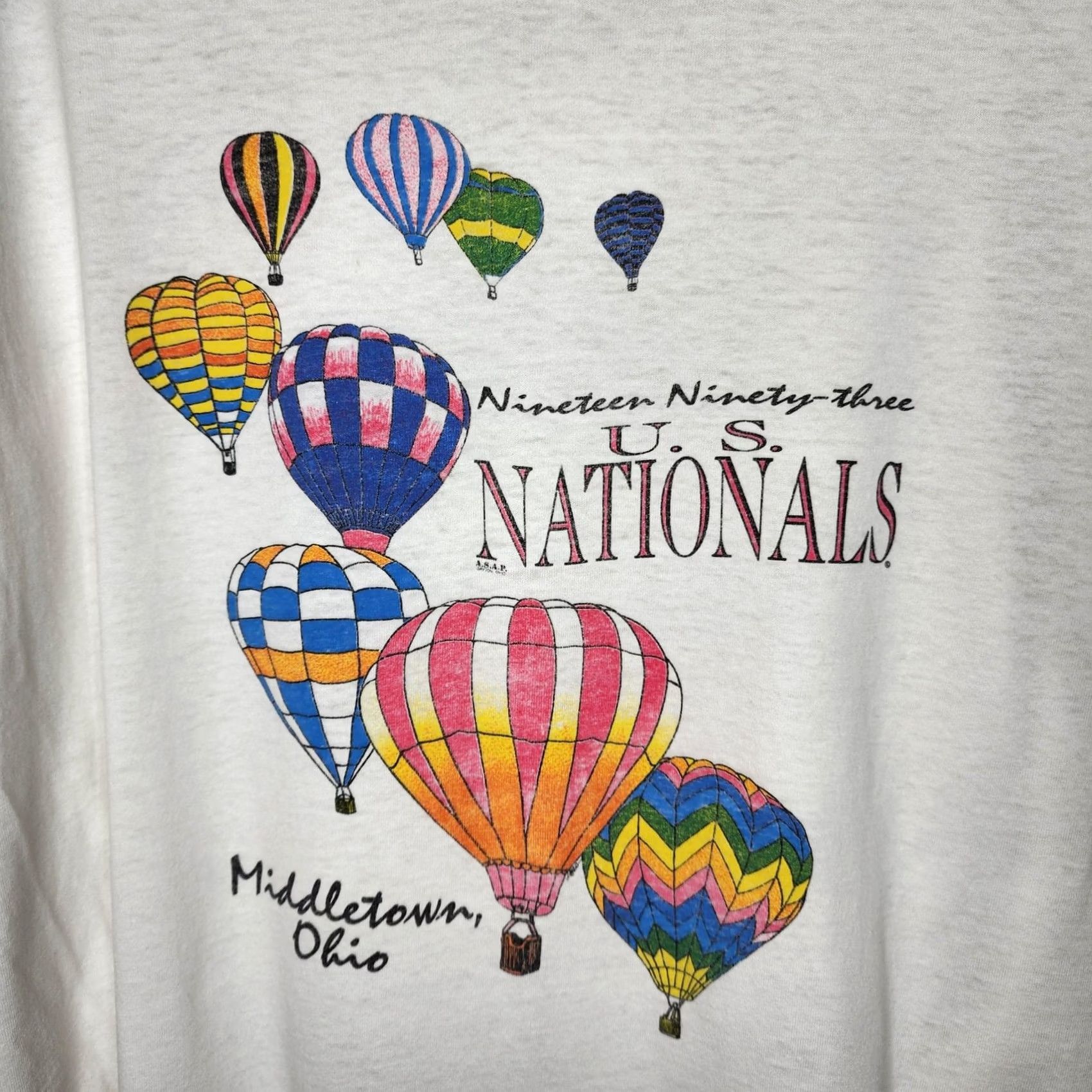 Vintage VINTAGE 1993 U.S. Nationals Hot Air Balloon Shirt Mens Large White 90s Tee Size US L / EU 52-54 / 3 - 2 Thumbnail