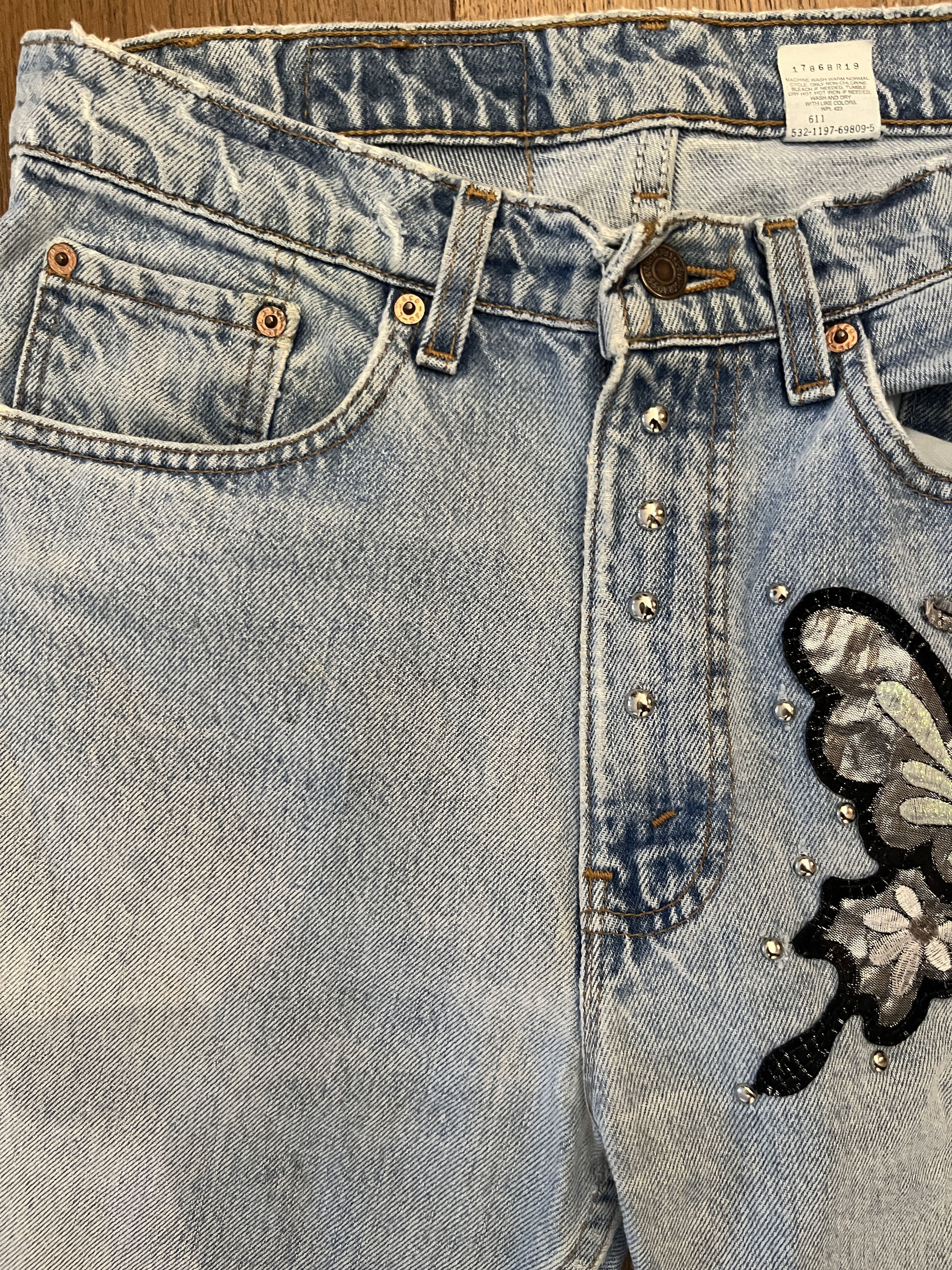 Levi's Vintage Clothing Vtg 90s Levis 505 Custom Butterfly Rhinestone Jeans 32x30 Size 30" / US 8 / IT 44 - 7 Thumbnail