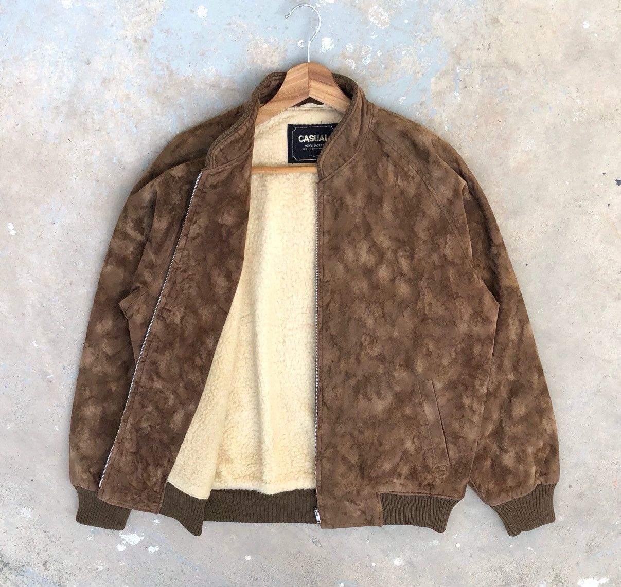 Vintage CASUAL men’s Suede Sherpa Bomber Jacket