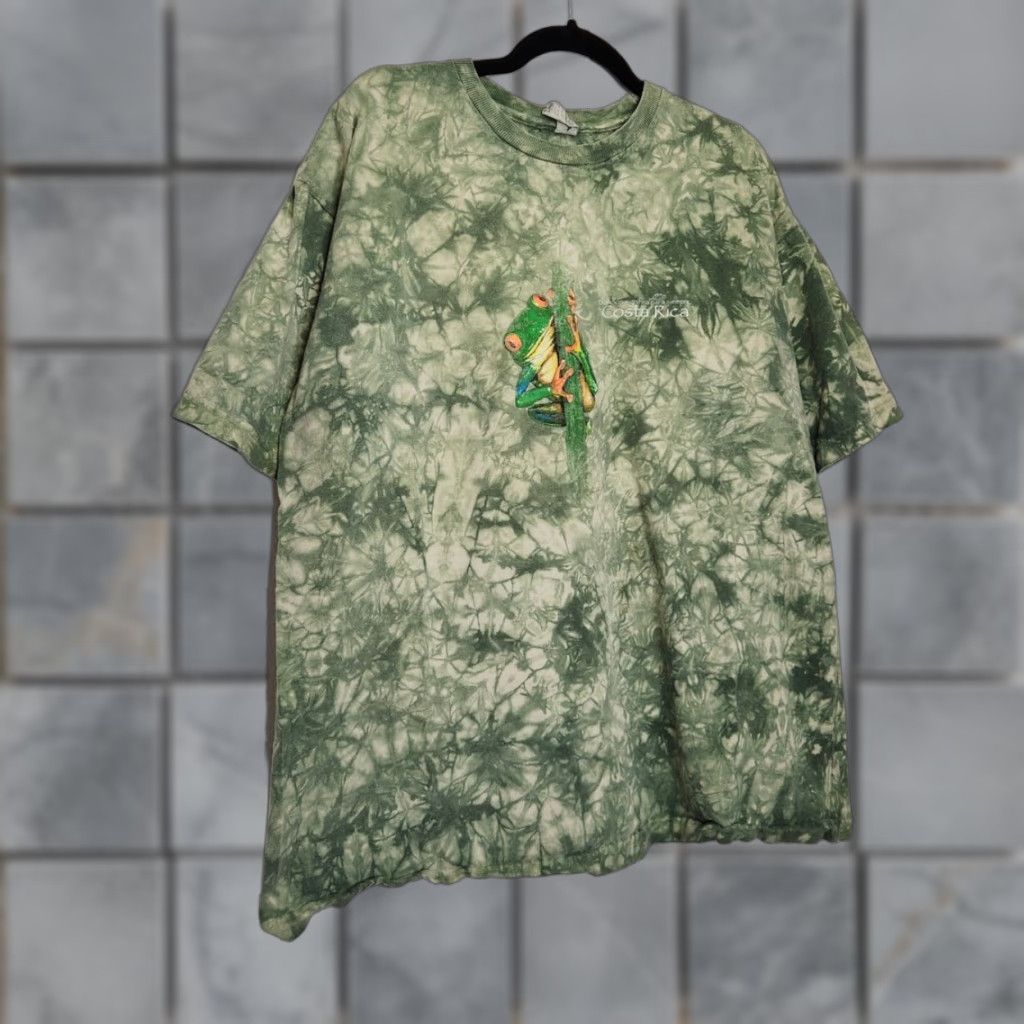 Vintage VINTAGE Frog Costa Rica Tie Dye Nature Tourist Earth Tones XL Destination Unisex Adults Green T-Shirt 90s Y2K Retro AOP Grunge Single Stitch Size US XL / EU 56 / 4 - 1 Thumbnail