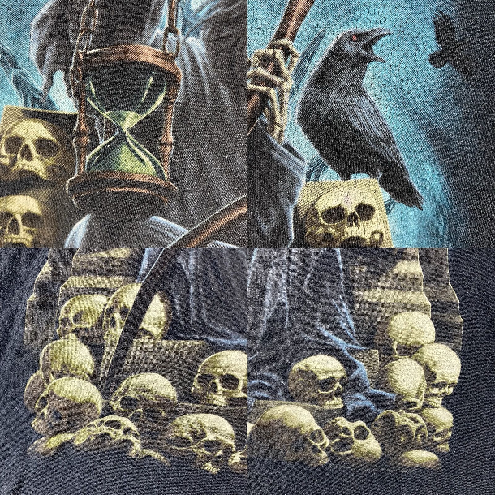 Vintage VINTAGE D.O.M 2018 Grim Reaper with Skulls T-Shirt Mens 2XL Black Graphic Tee Size US XXL / EU 58 / 5 - 8 Thumbnail