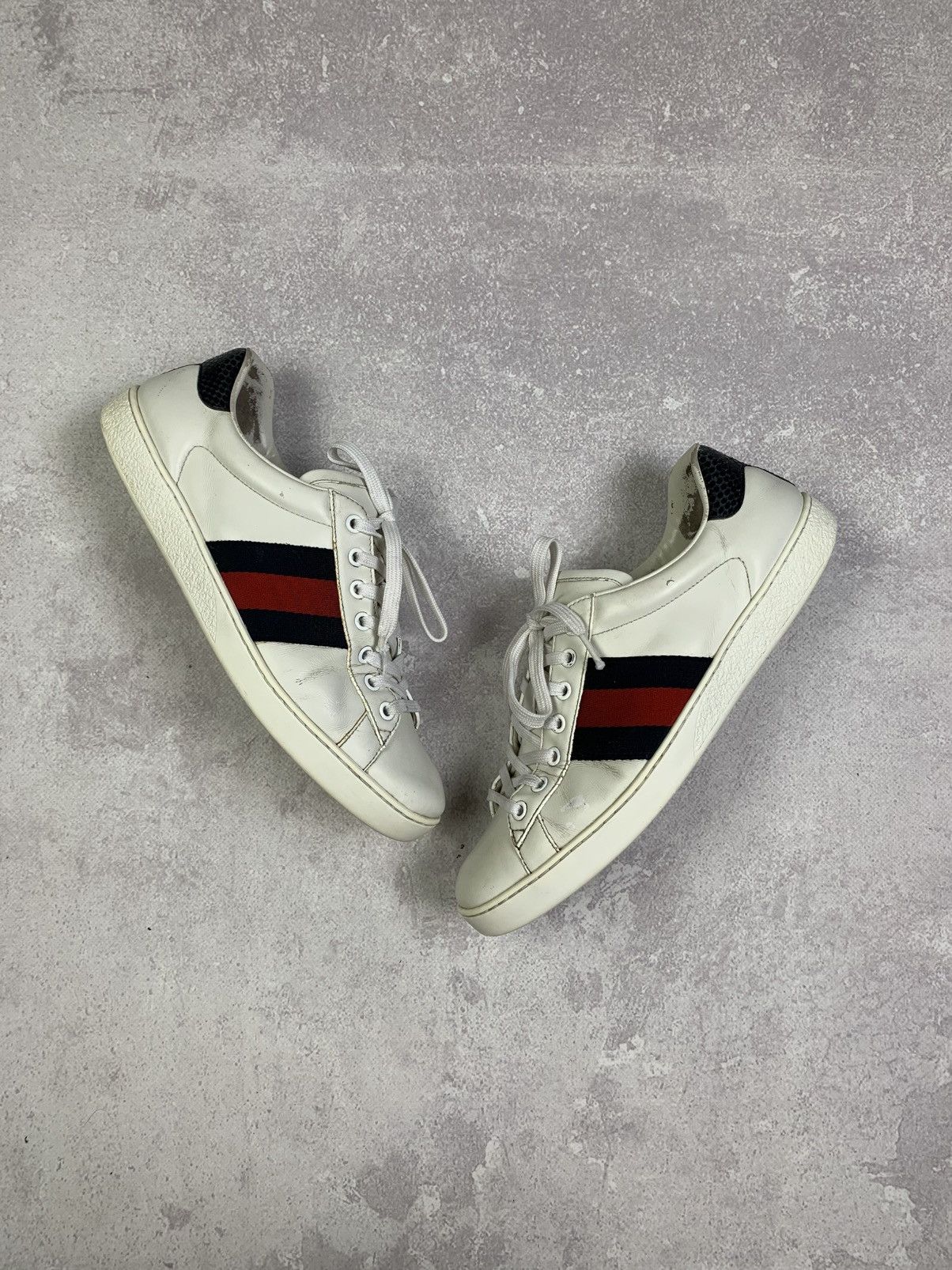 Gucci Gucci Ace White Leather Sneakers with Web Stripe – Size 7 Size US 7.5 / EU 40-41 - 17 Thumbnail