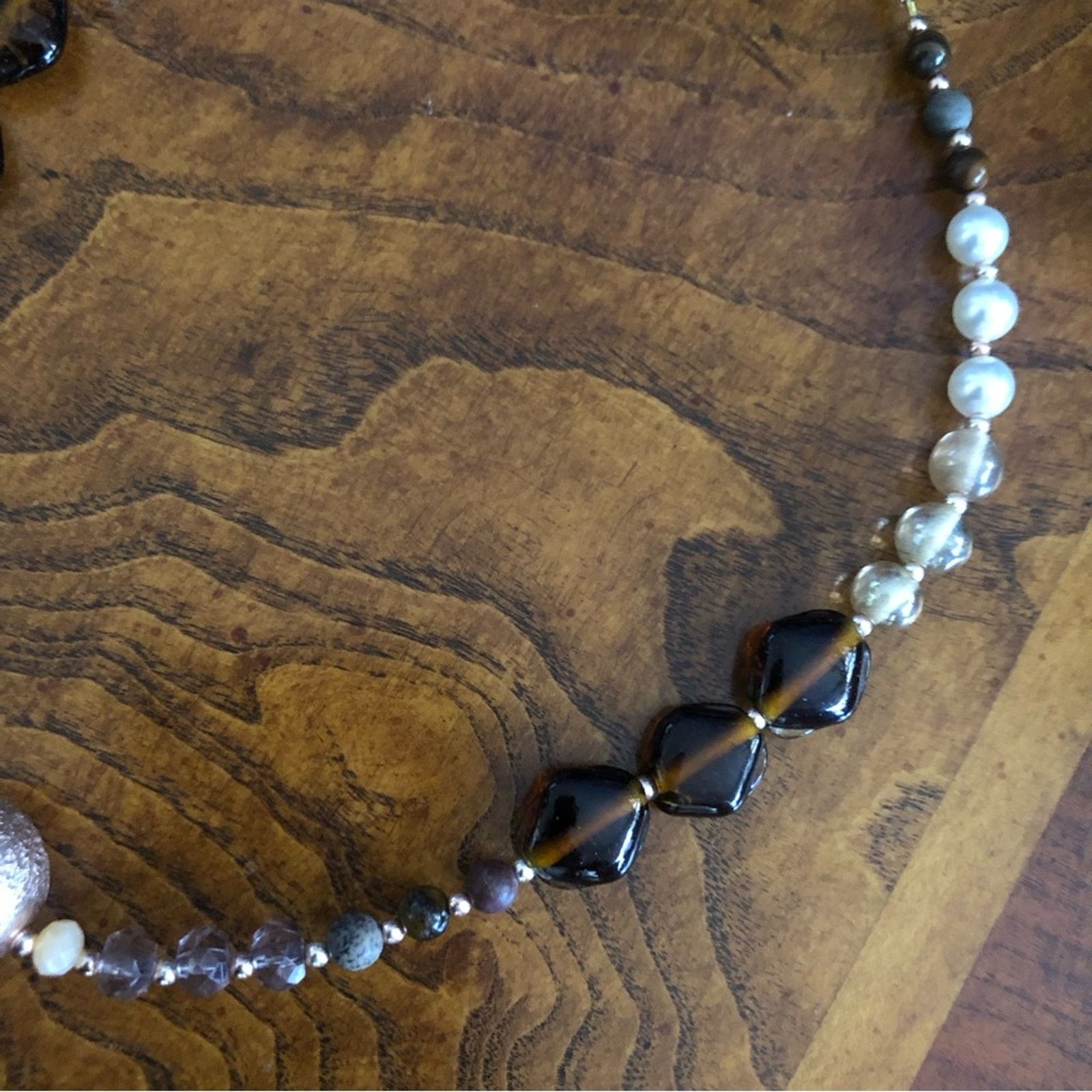 Handmade Handcrafted recycled vintage genuine stone necklace Size ONE SIZE - 9 Thumbnail