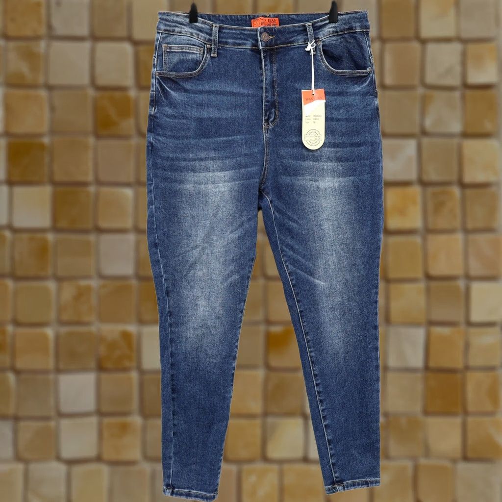Vintage Wax Jeans Women's Push Up Collection High Rise Jeans 18 Blue Cotton Polyester Spandex 27 Inseam Linen? Size 40" / US 18 - 1 Thumbnail