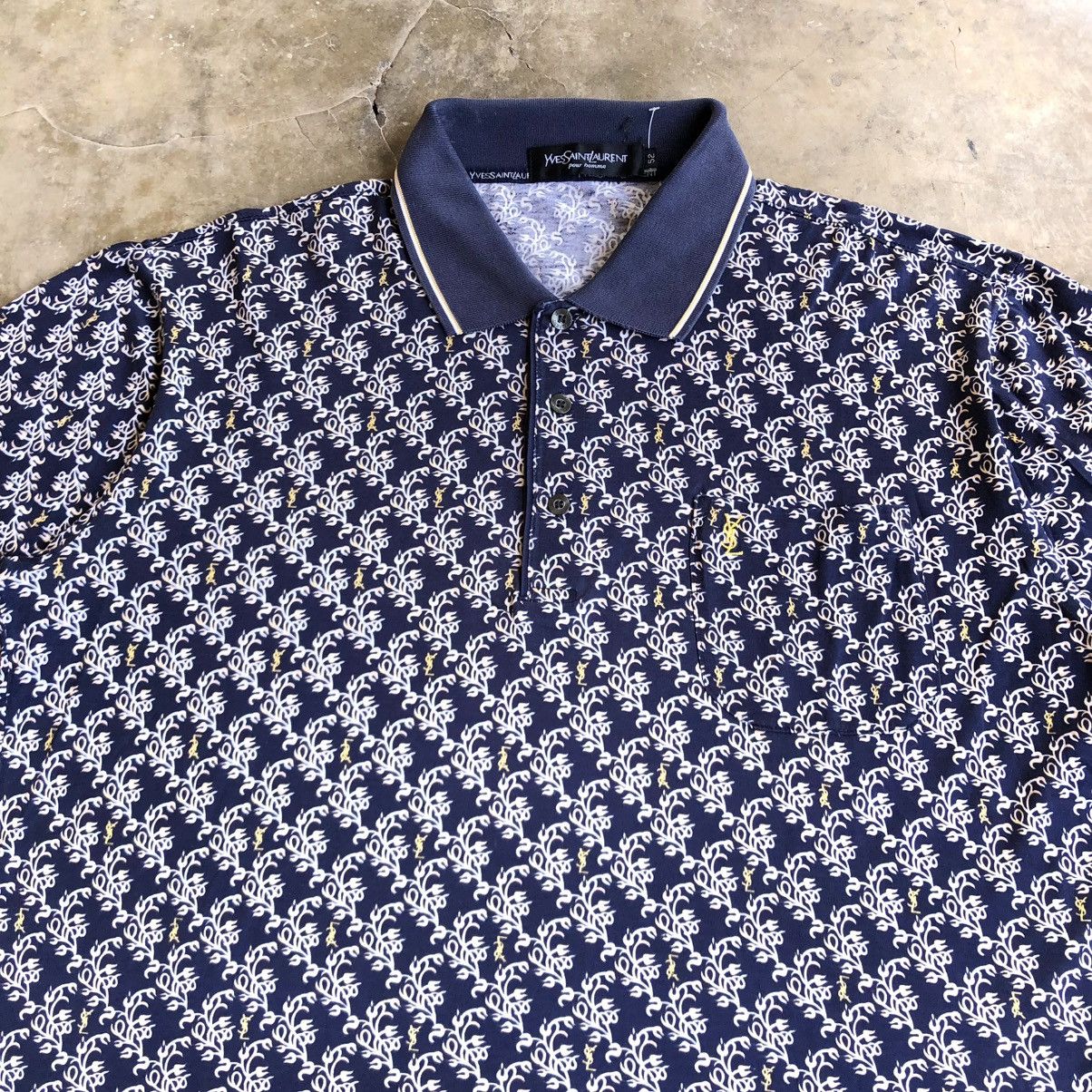 Yves Saint Laurent 1990s Yves Saint Laurent Pour Homme Monogram Polo Shirt Size US XL / EU 56 / 4 - 2 Thumbnail