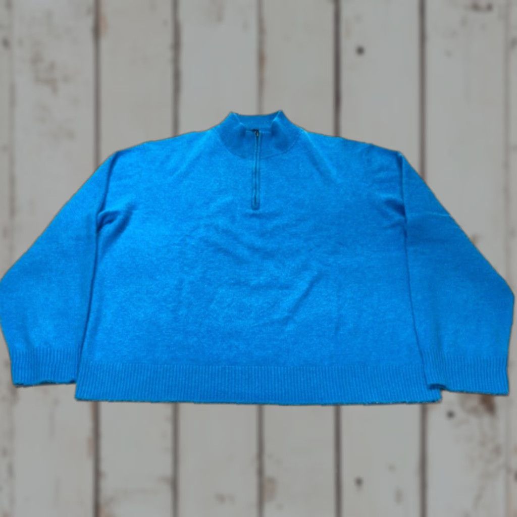 Vintage Grant Thomas 2-Ply Cashmere 1/4 Zip Pullover Sweater Mens XL Blue Classic Preppy Size US XL / EU 56 / 4 - 1 Thumbnail
