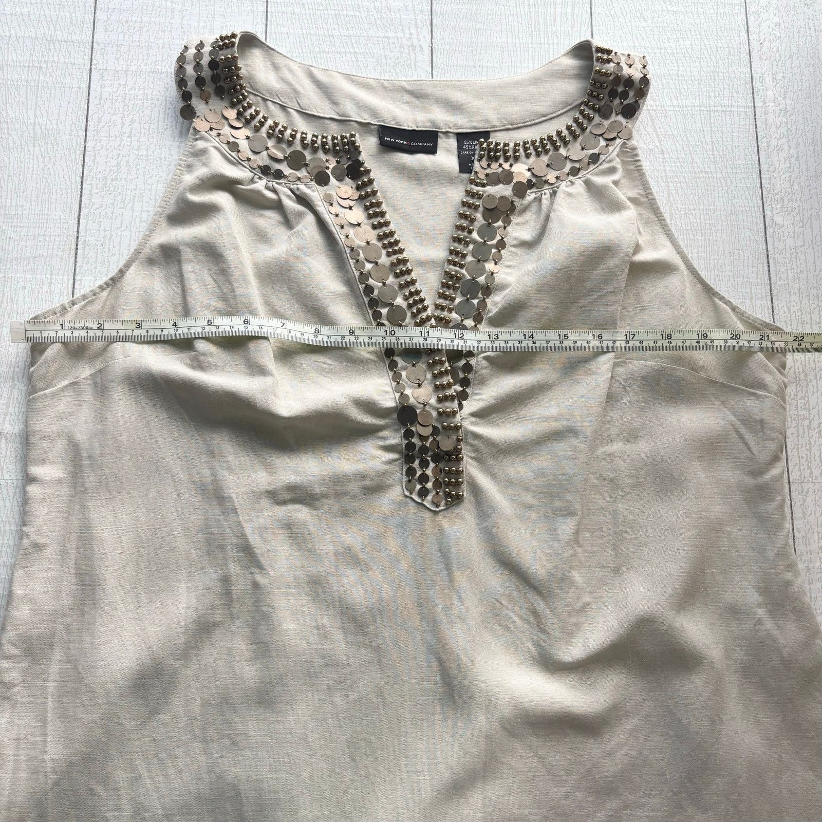 Other New York & Company Gray Linen Blend Shift Dress Beaded XL Size XL / US 12-14 / IT 48-50 - 11 Thumbnail