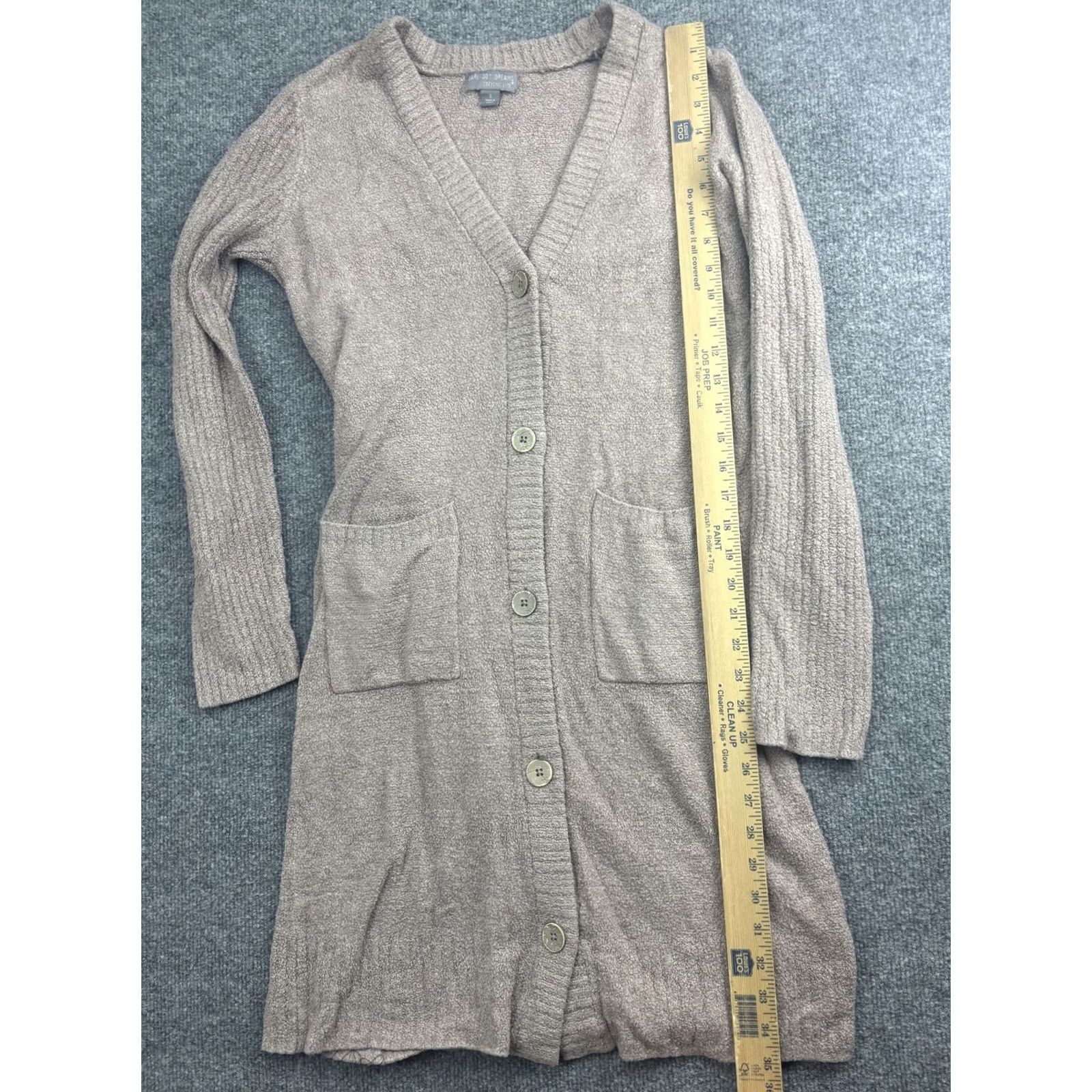 Vintage Barefoot Dreams Cardigan Womens Small Beige CozyChic Lite Knit Longline Cardigan Sweater Size S / US 4 / IT 40 - 5 Thumbnail