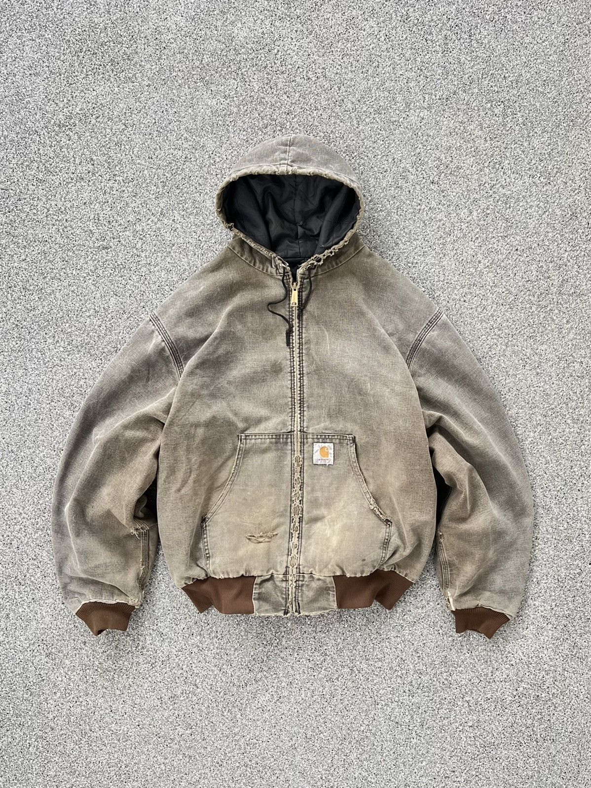 Crazy Vintage 90s Carhartt Active hoodie JQ282 faded CHT - Outerwear