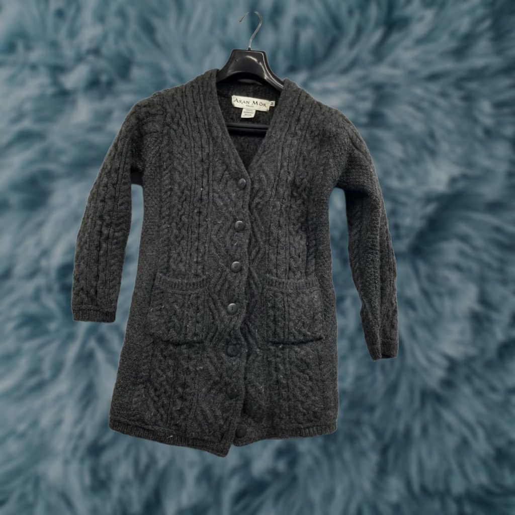 Vintage Aran Mor Sweater Women Small Merino Wool Heavy Gray Cable Knit Full Zip Pockets Collared 100% Merino Ireland Modern Outdoor Classic Womens Size S / US 4 / IT 40 - 1 Thumbnail