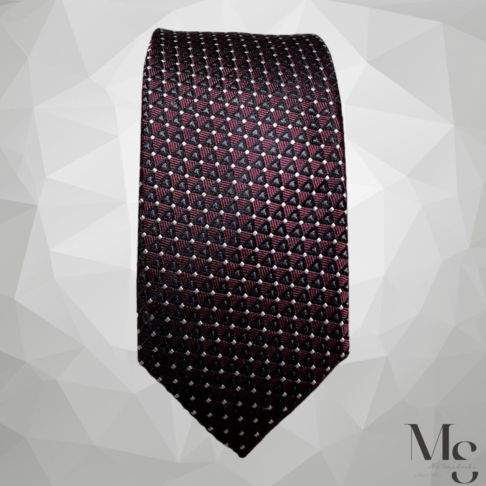 Hugo Boss BOSS HUGO BOSS Purple Geometric Silk Tie Made In Italy W: 2. Size ONE SIZE - 2 Thumbnail