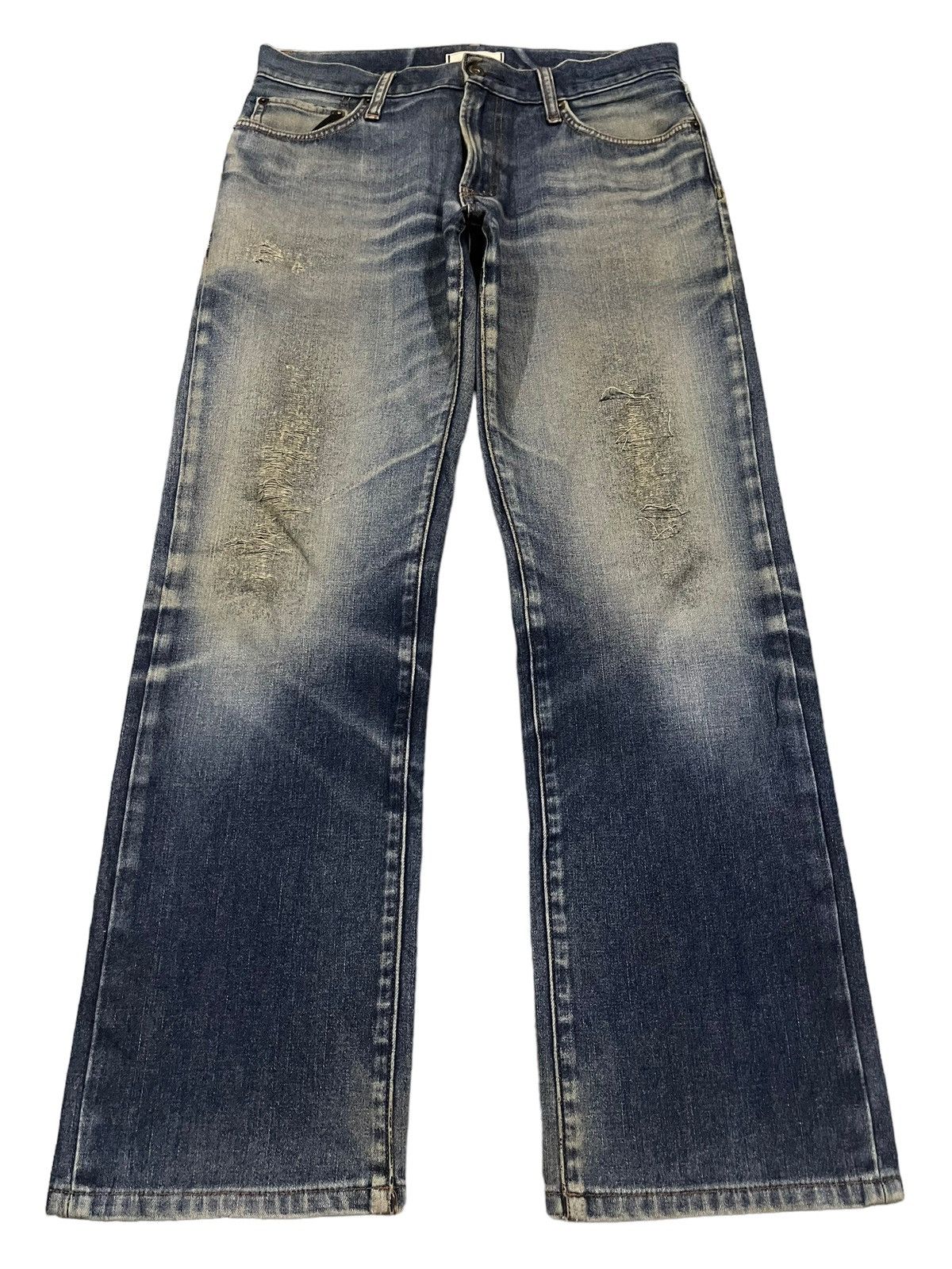 Uniqlo Vintage Japanese Uniqlo Blue Wash Style Distress Baggy Jeans Size US 31 - 1 Thumbnail
