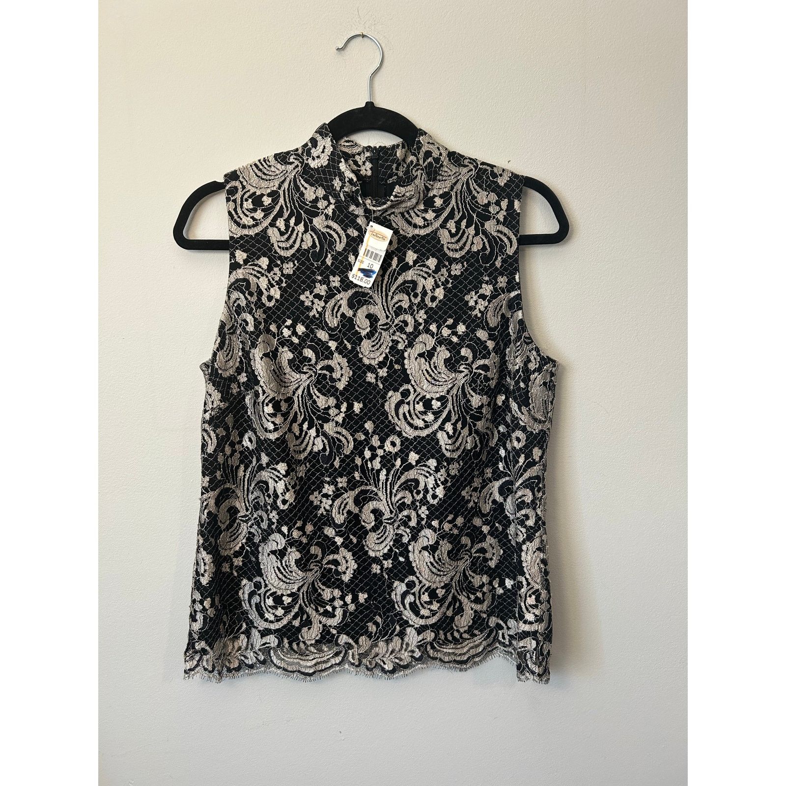 Talbots Talbots NWT Black Lattice Lace High-Neck Blouse, Sz 10, $118 Size L / US 10 / IT 46 - 2 Thumbnail